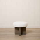 As Shown: 21"Dia x 19"H | Fabric: Mila Sugar | Material: Solid & Engineered Oak | Finish: Chestnut