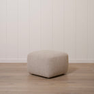 As Shown: 26"L x 26"D x 18"H | Fabric: Berber Taupe | Material: Solid & Engineered Oak | Finish: Sand