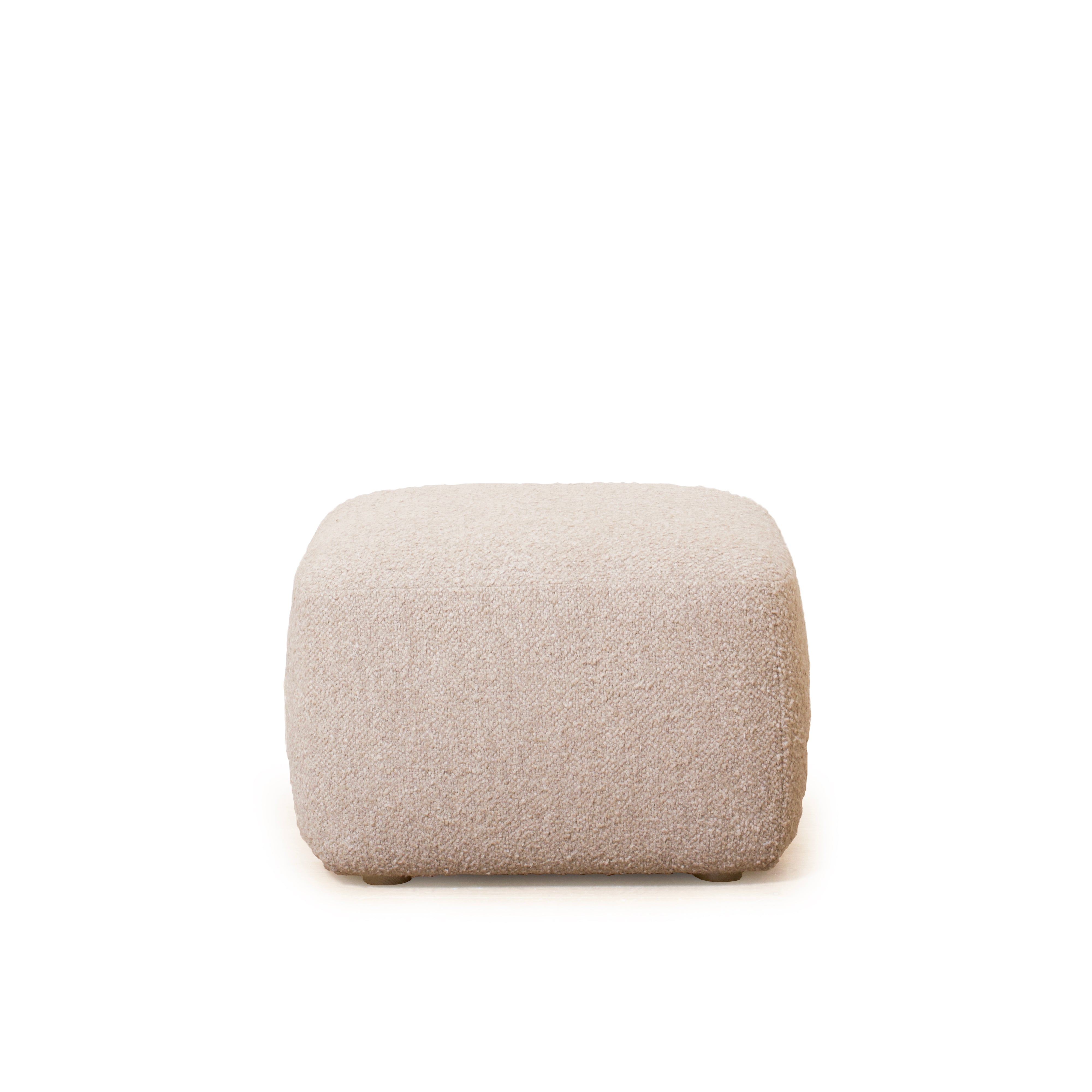 As Shown: 26"L x 26"D x 18"H | Fabric: Berber Taupe | Material: Solid & Engineered Oak | Finish: Sand