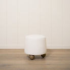As Shown: 17"Dia x 18"H | Fabric: Peak White | Material: Solid & Engineered Oak | Finish: Hazel