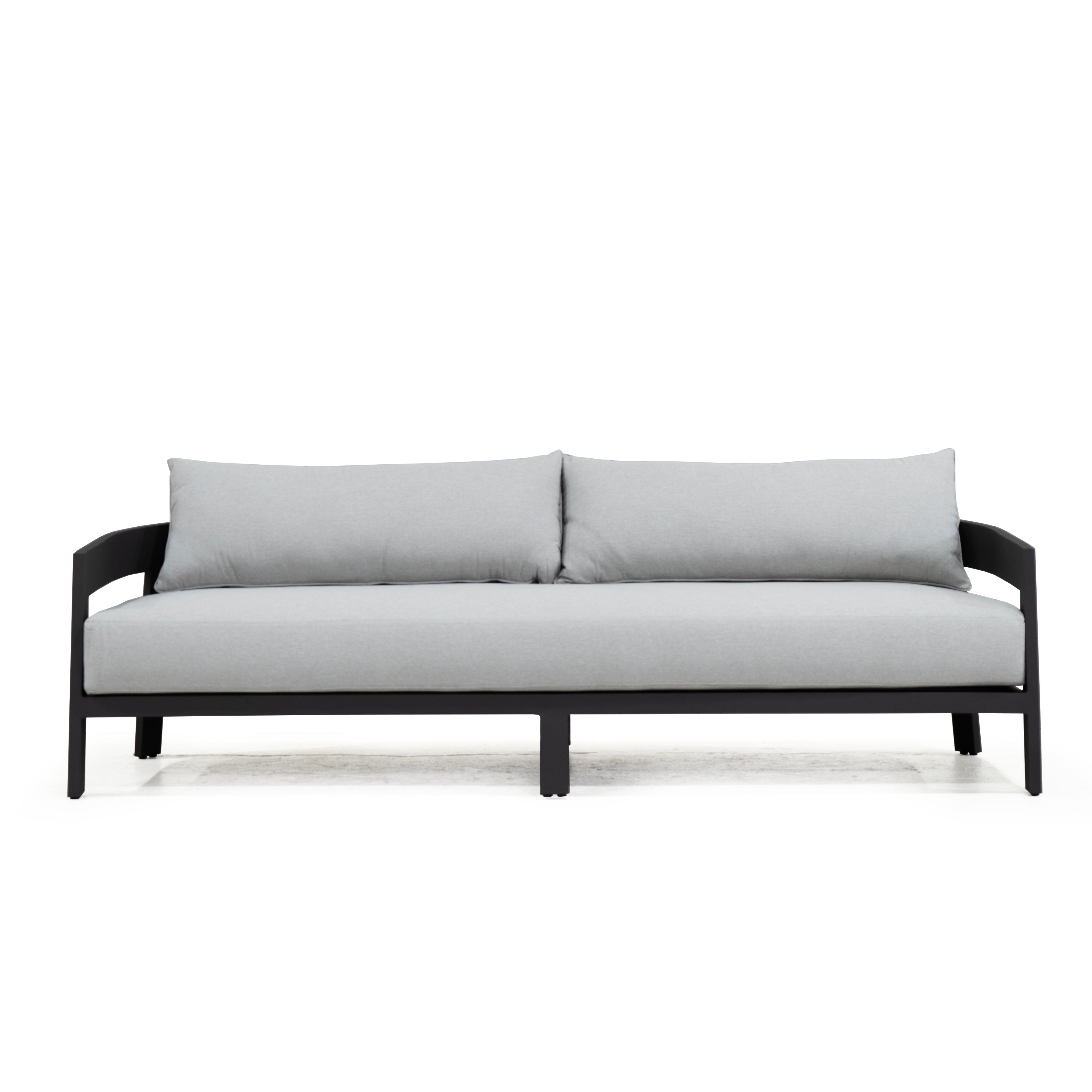 As Shown: in Vena Grey fabric.