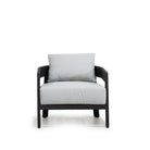 As Shown: in Vena Grey fabric.