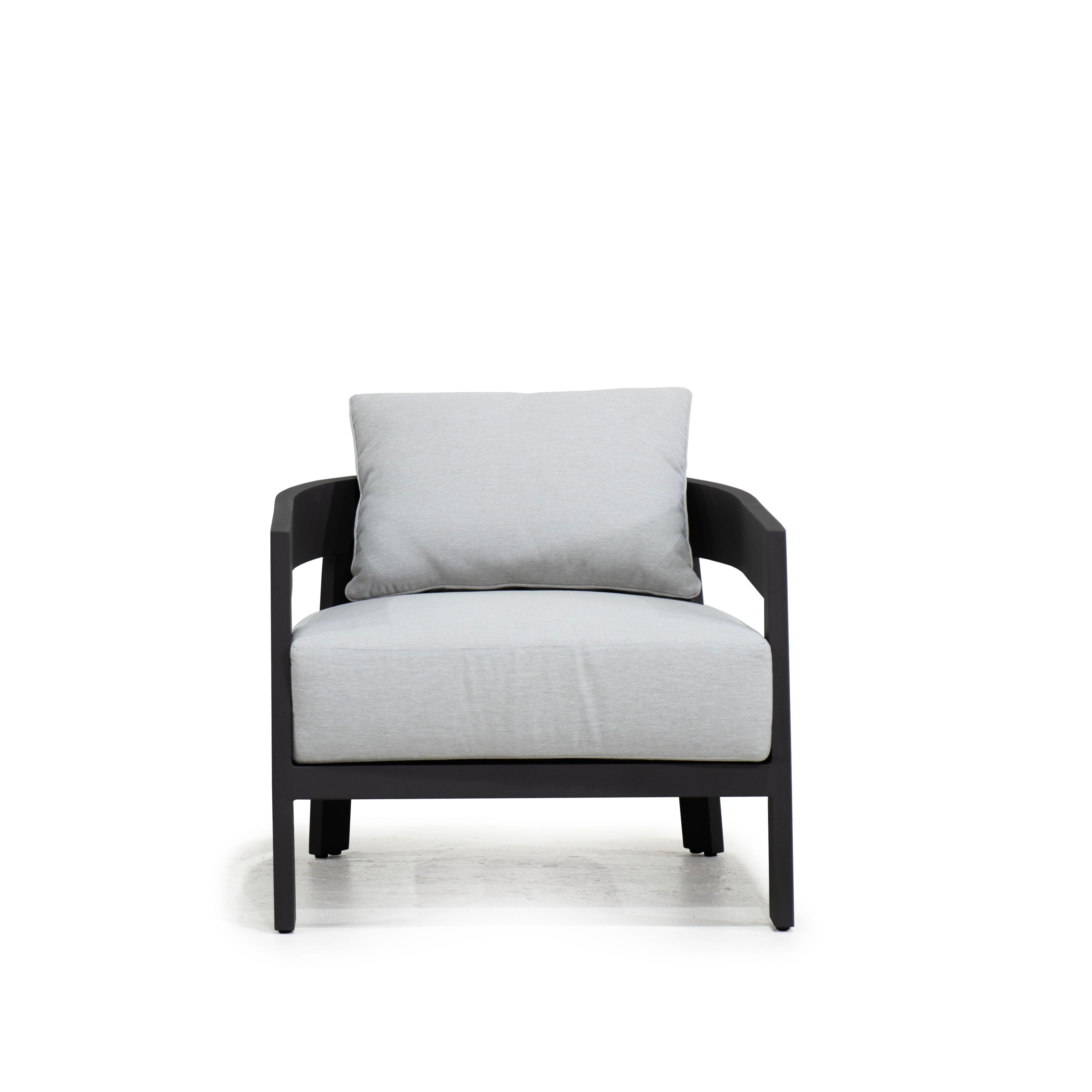 As Shown: in Vena Grey fabric.