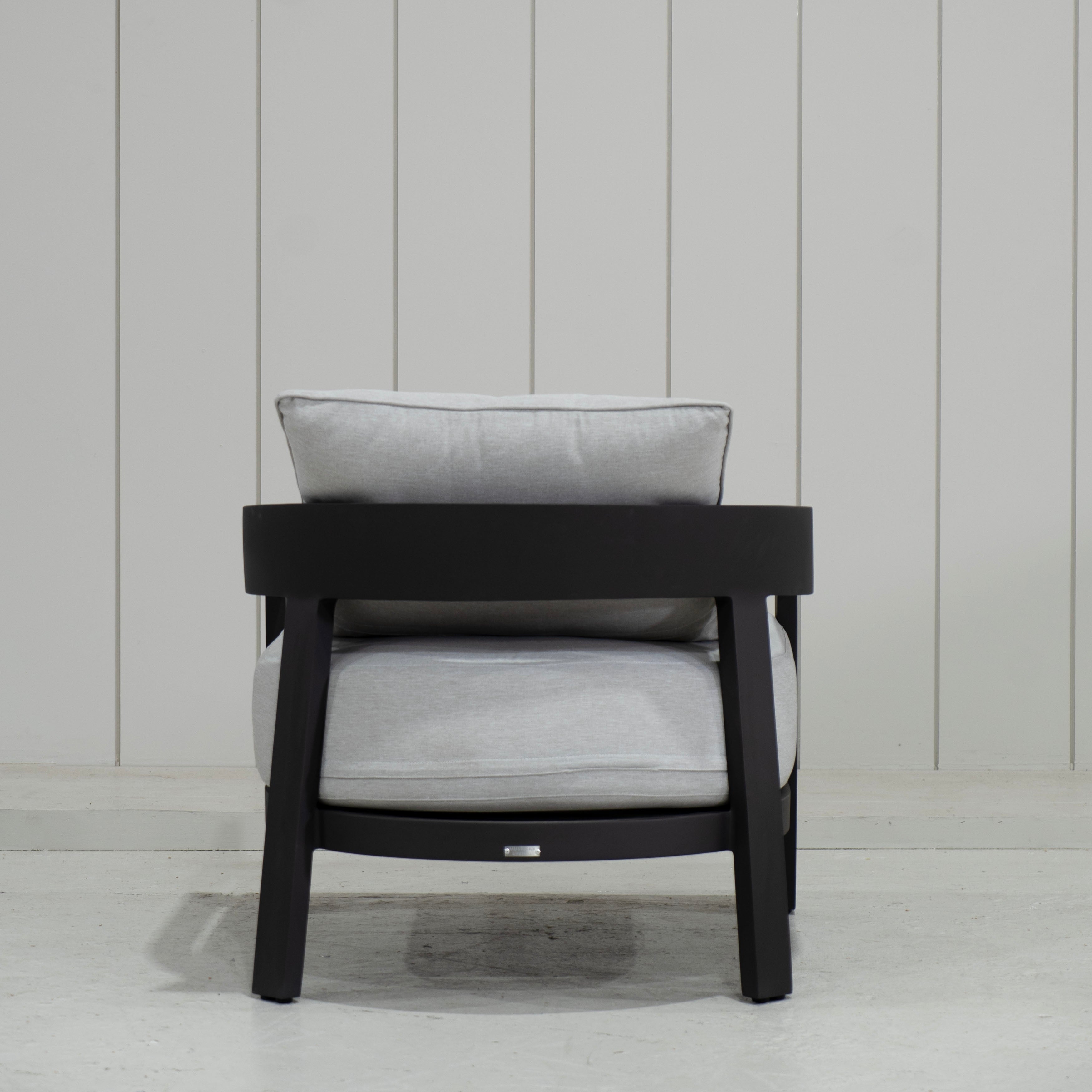 As Shown: in Vena Grey fabric.
