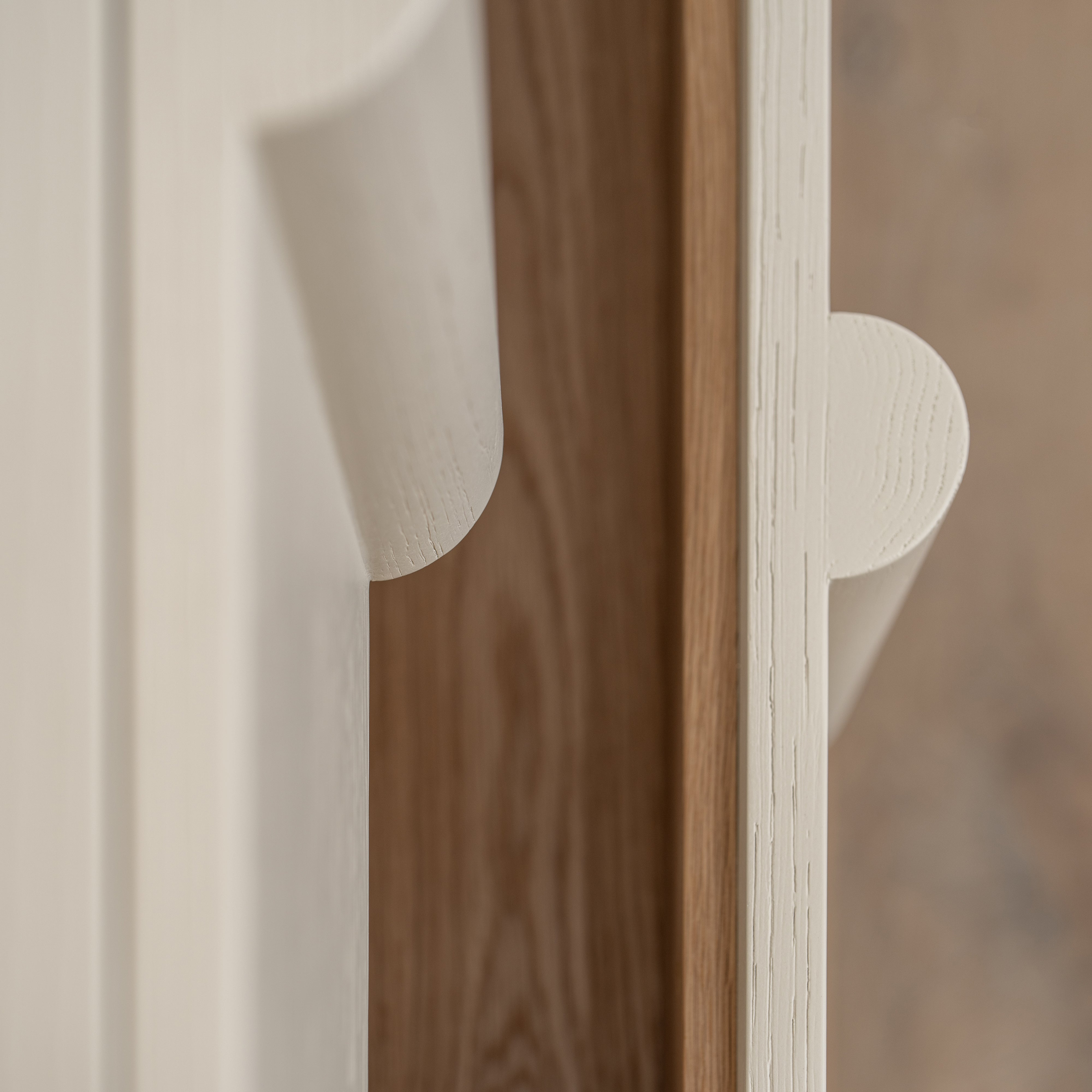 As Shown: Variant 3: (Body) Ash wire brushed in EdgeComb, (Base) Oak stained in Sand,Small