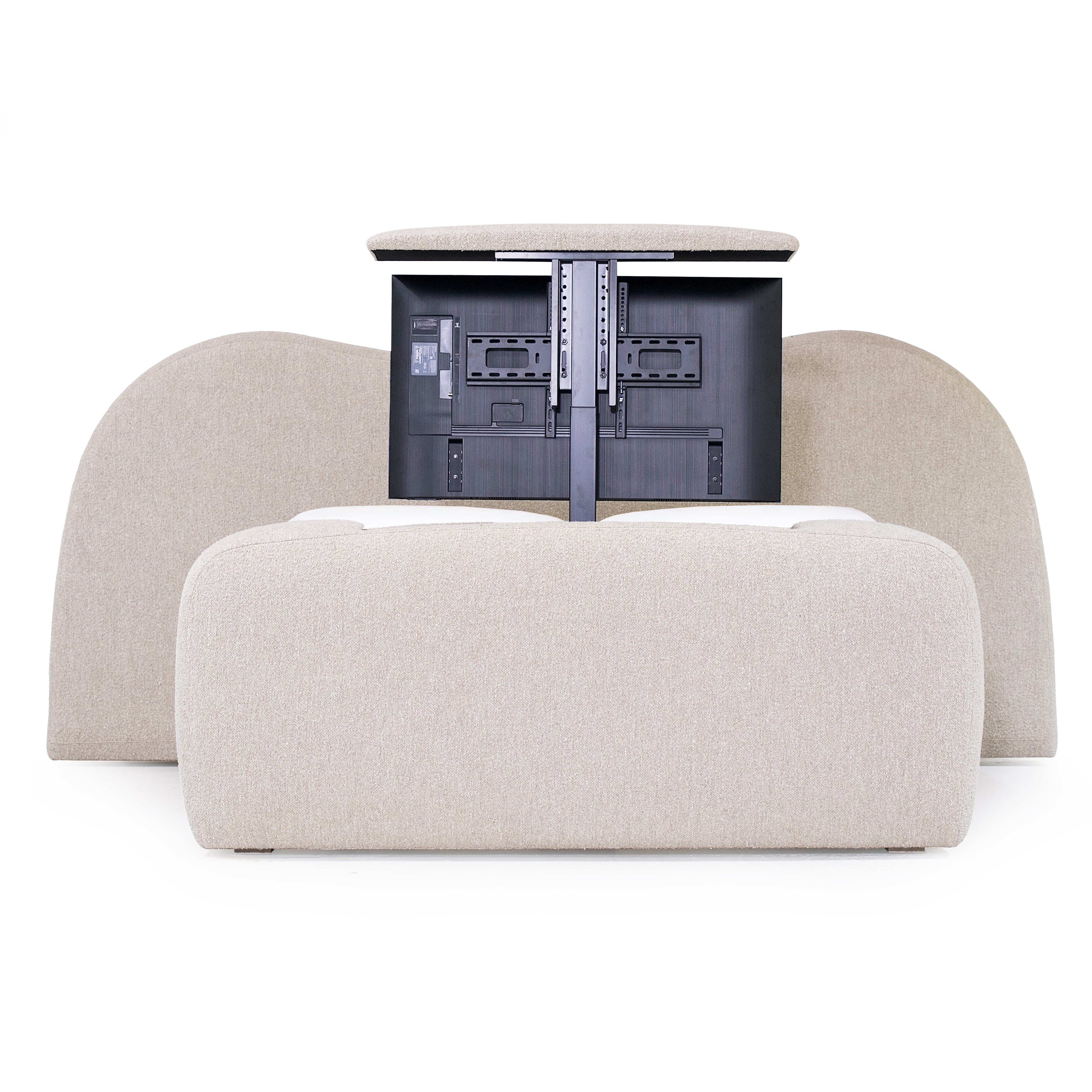 As Shown: Berber Taupe, Integrated TV Mechanism in Footboard