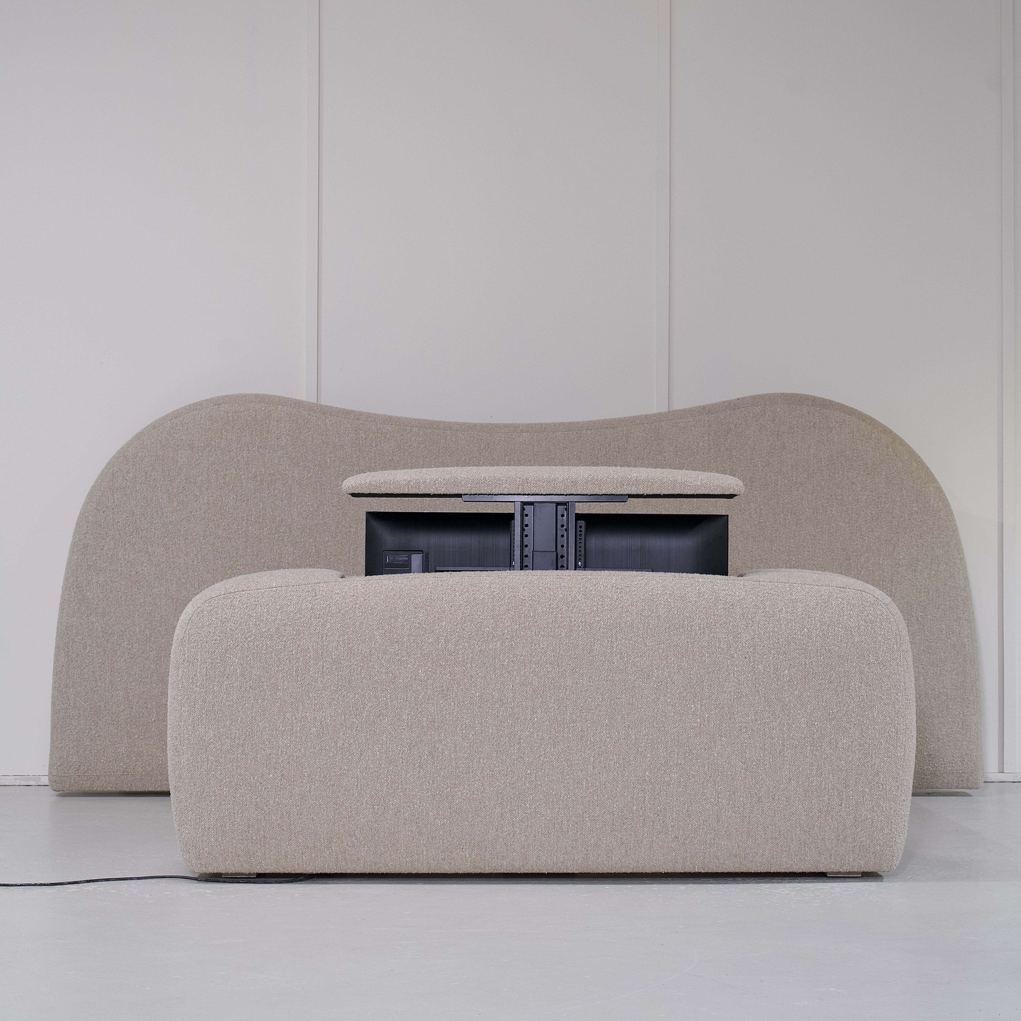As Shown: Berber Taupe, Integrated TV Mechanism in Footboard