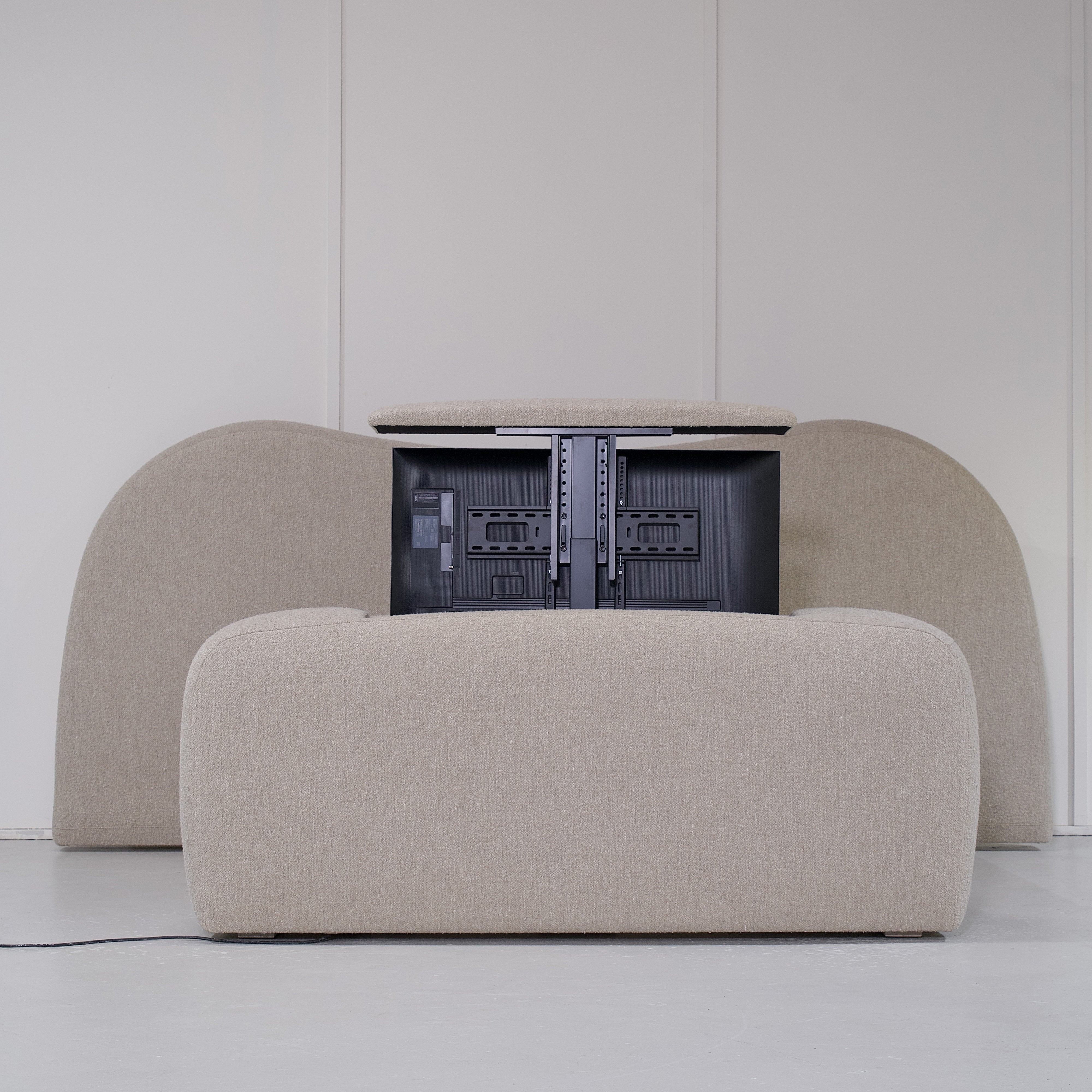 As Shown: Berber Taupe, Integrated TV Mechanism in Footboard