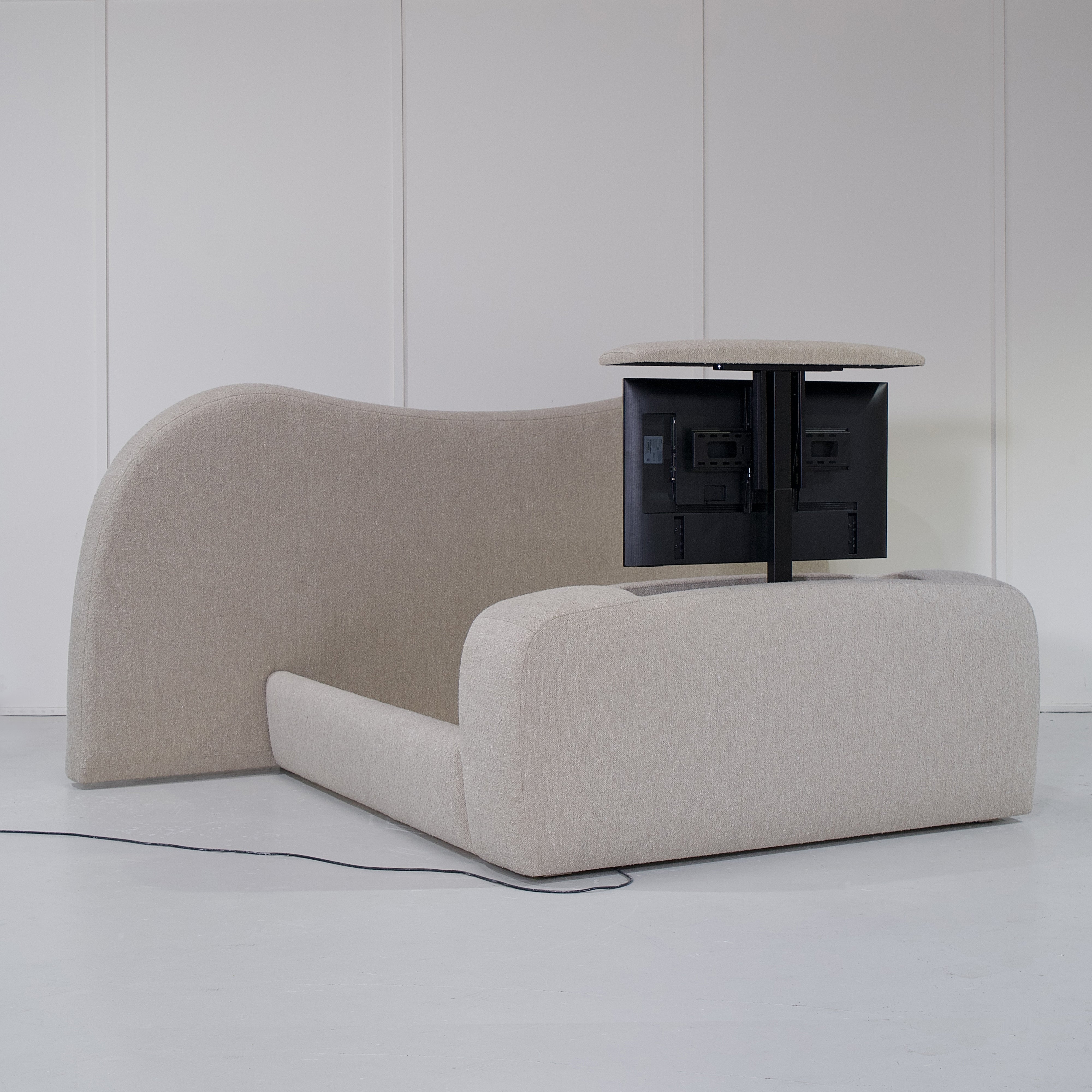 As Shown: Berber Taupe, Integrated TV Mechanism in Footboard