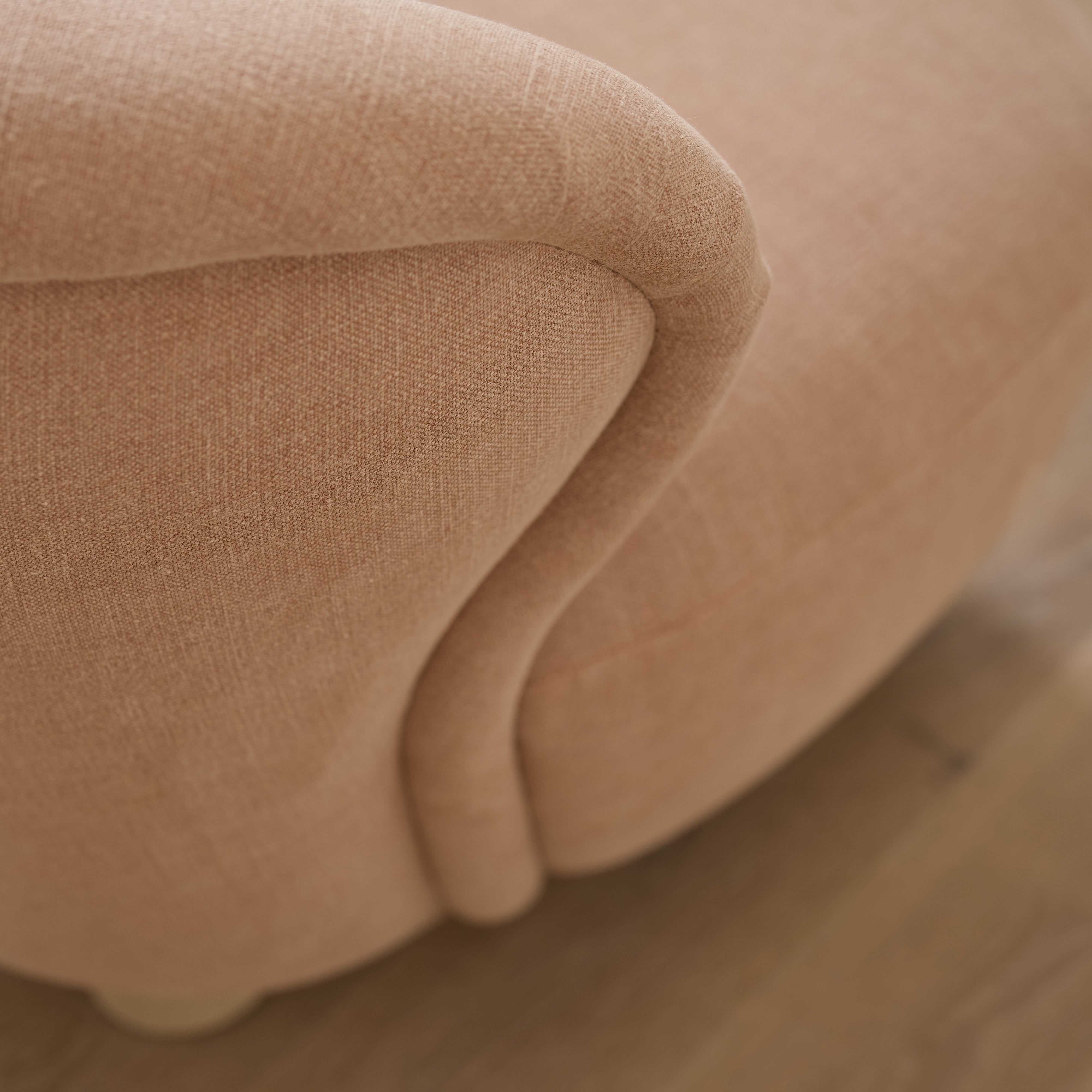 As Shown: 72"L x 35"D x 33"H | Style: Upholstered | Fabric: Granby Clay | Finish: Shell