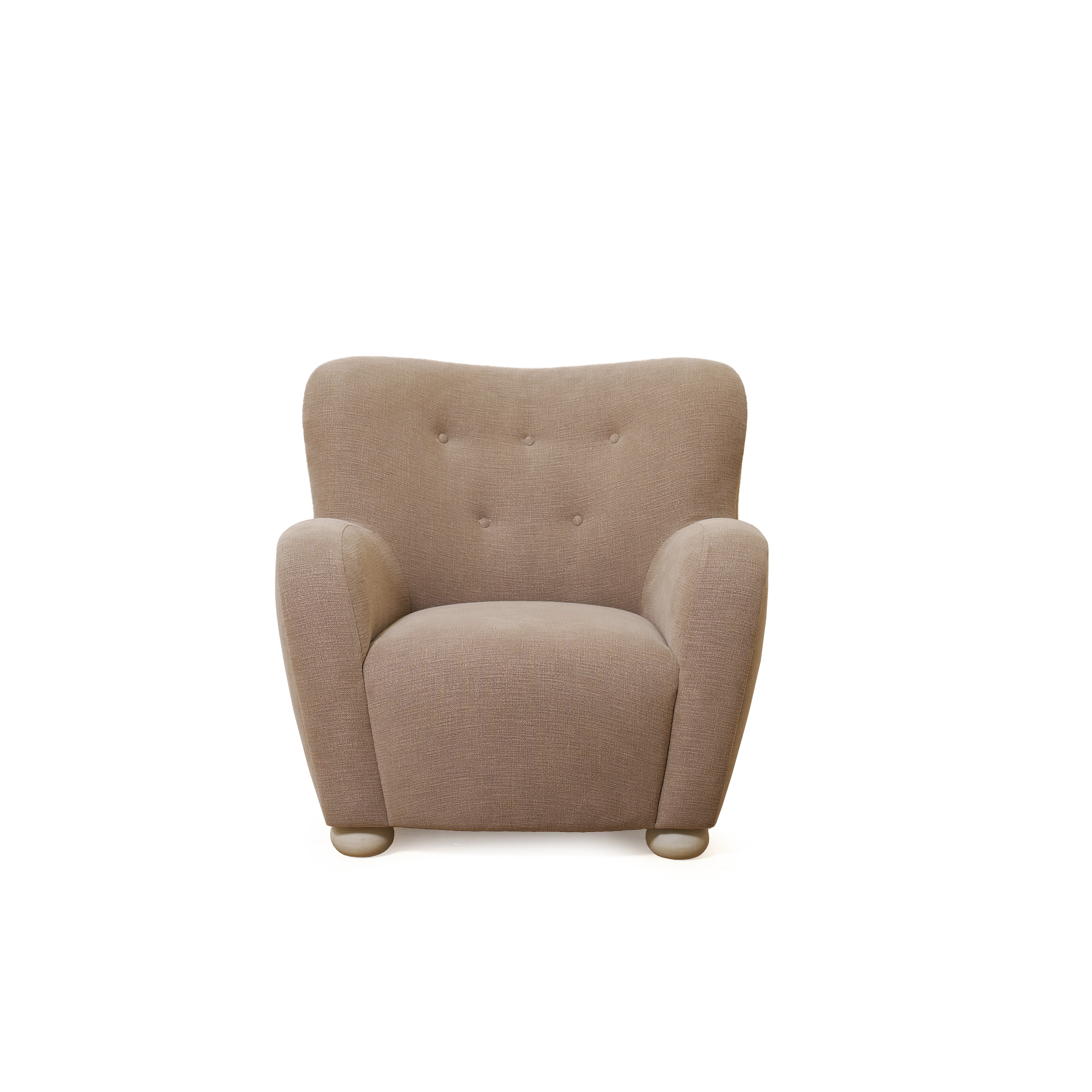 As shown upholstered in Vail Bark, legs in Sand finish