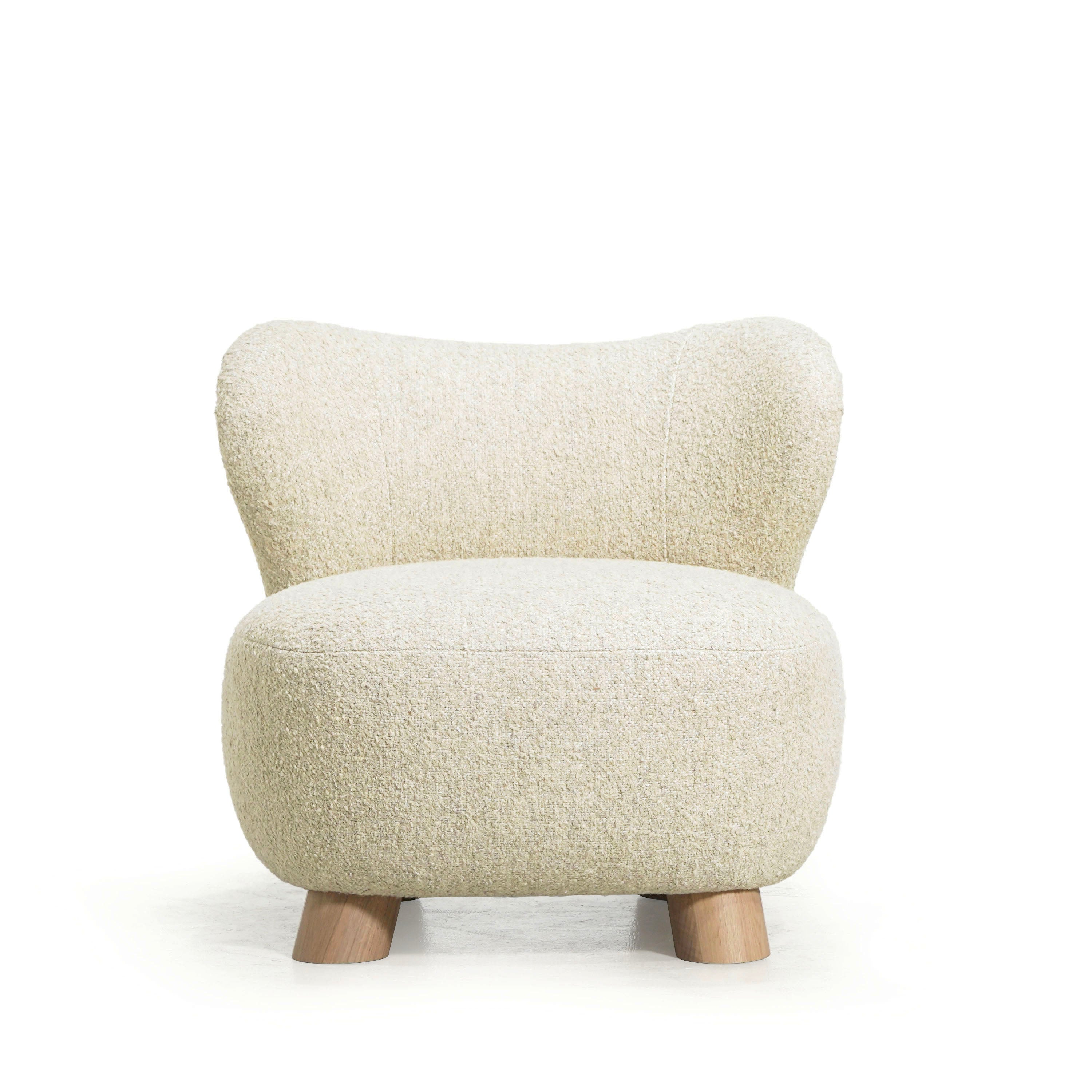 As Shown: Berber Natural, legs finished in Mint White Natural.