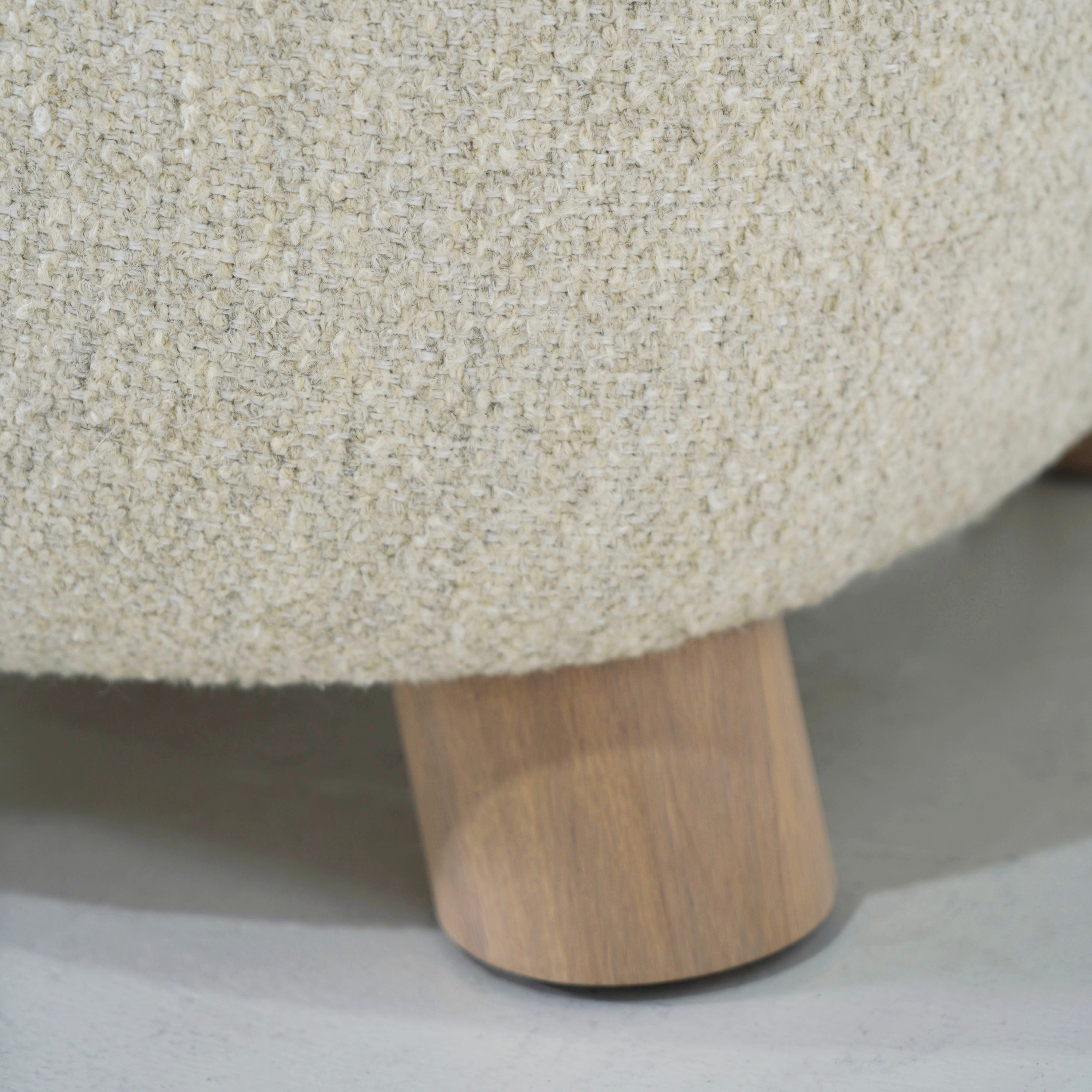 As Shown: Berber Natural, legs finished in Mint White Natural.