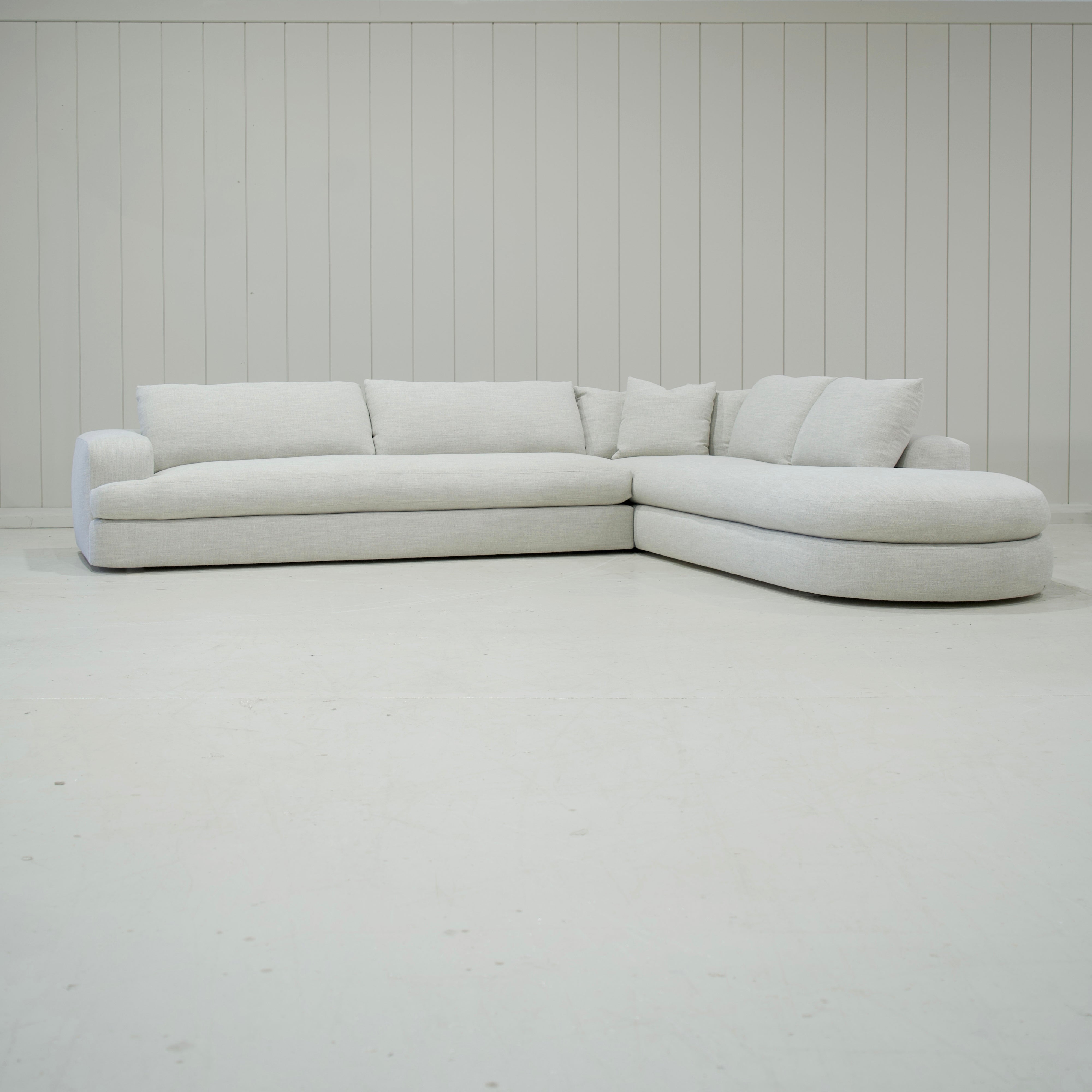 As Shown: in Belgian Fog. Oak finished in Mint White Super White.