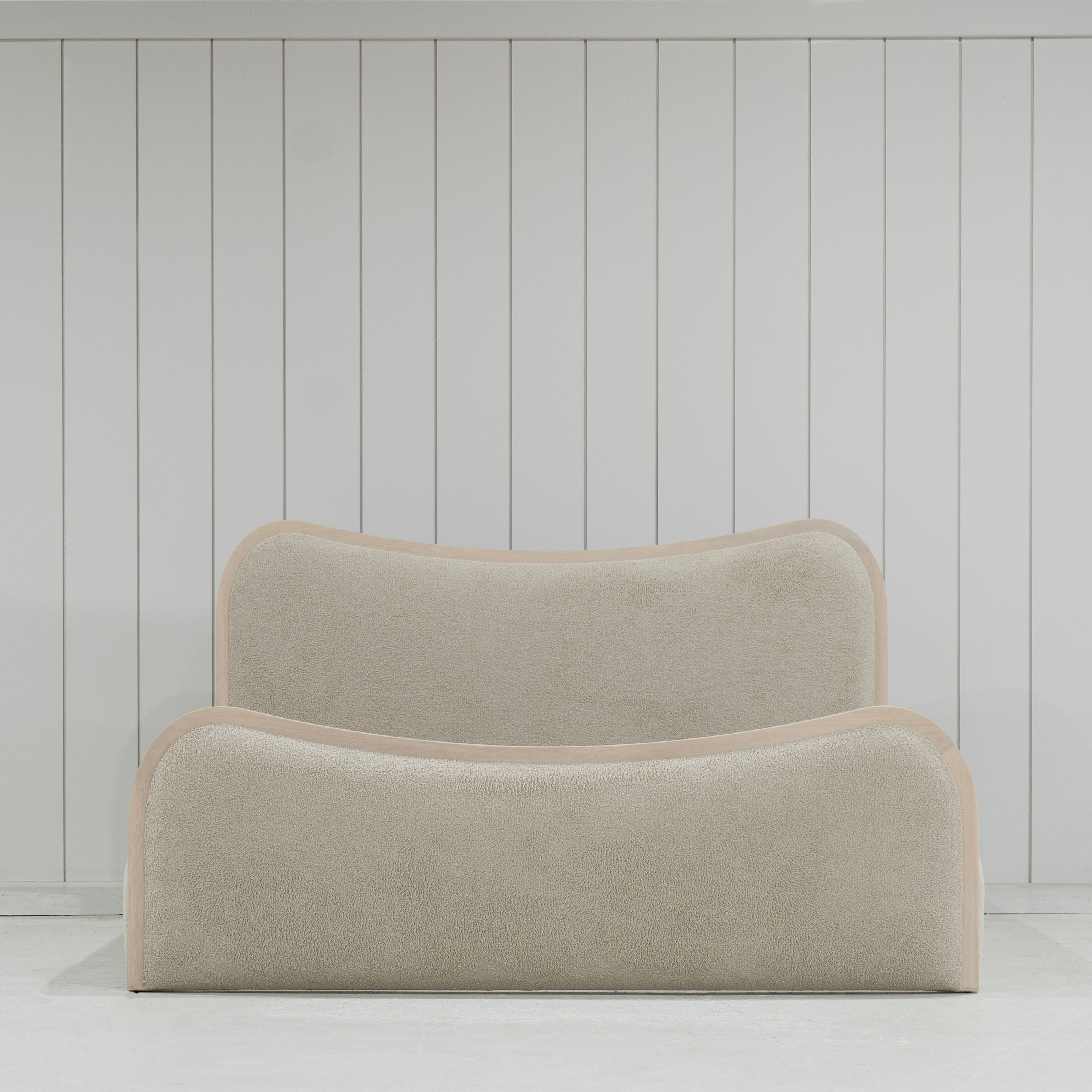 As Shown: in Peak Taupe, oak finished in Mint White Super White.