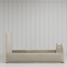 As Shown: in Peak Taupe, oak finished in Mint White Super White.