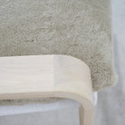 As Shown: in Dusty Beige Shearling, Nora snow frame and Mint White Natural oak.