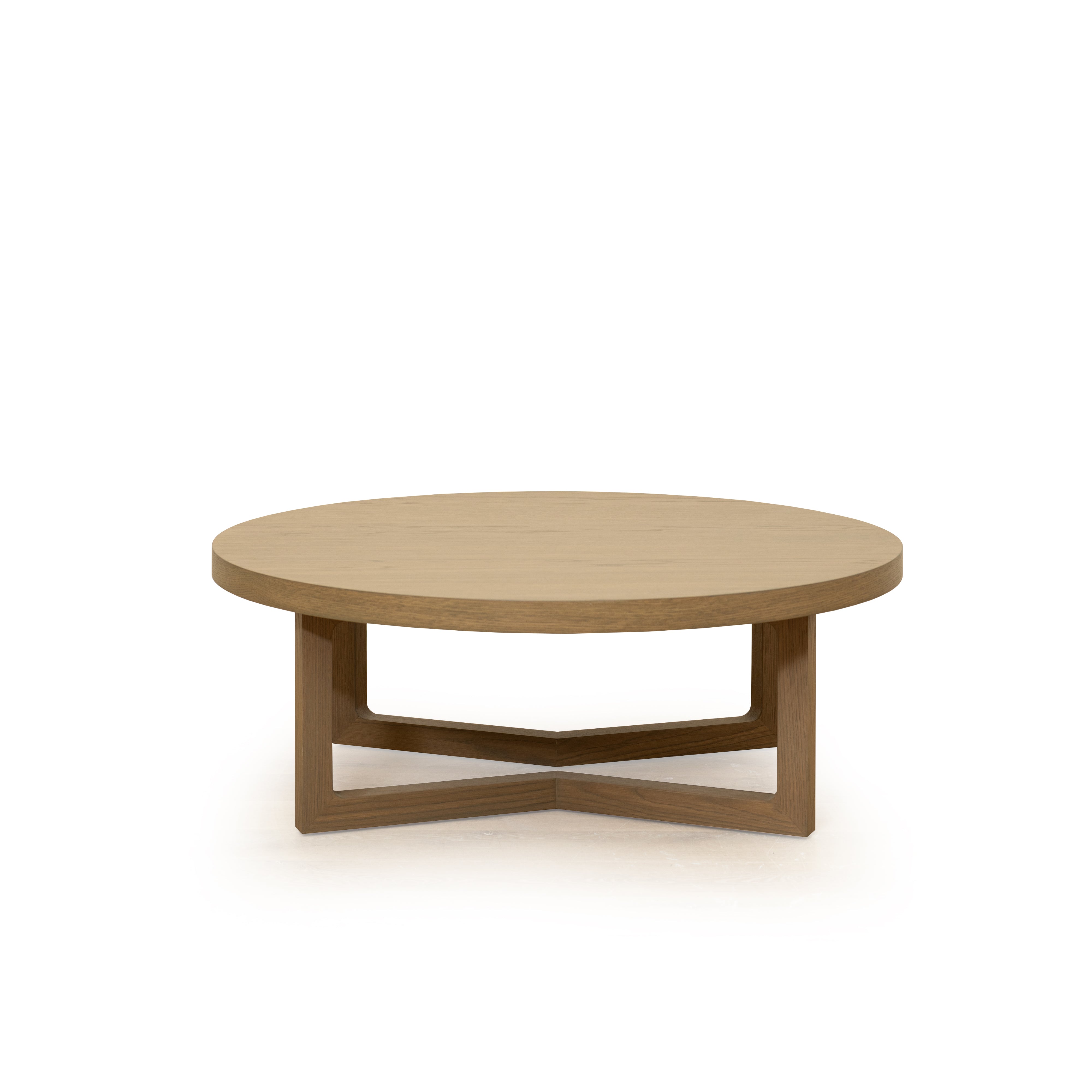 As Shown: 48"Dia x 17"H | Material: Solid  & engineered Oak | Finish: Hazel