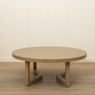 As Shown: 48"Dia x 17"H | Material: Solid  & engineered Oak | Finish: Hazel