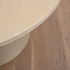 As Shown: 58"Dia x 30"H | Material: Solid Oak | Edge: Double Bullnosed | Base: Reeded  | Finish: Sand