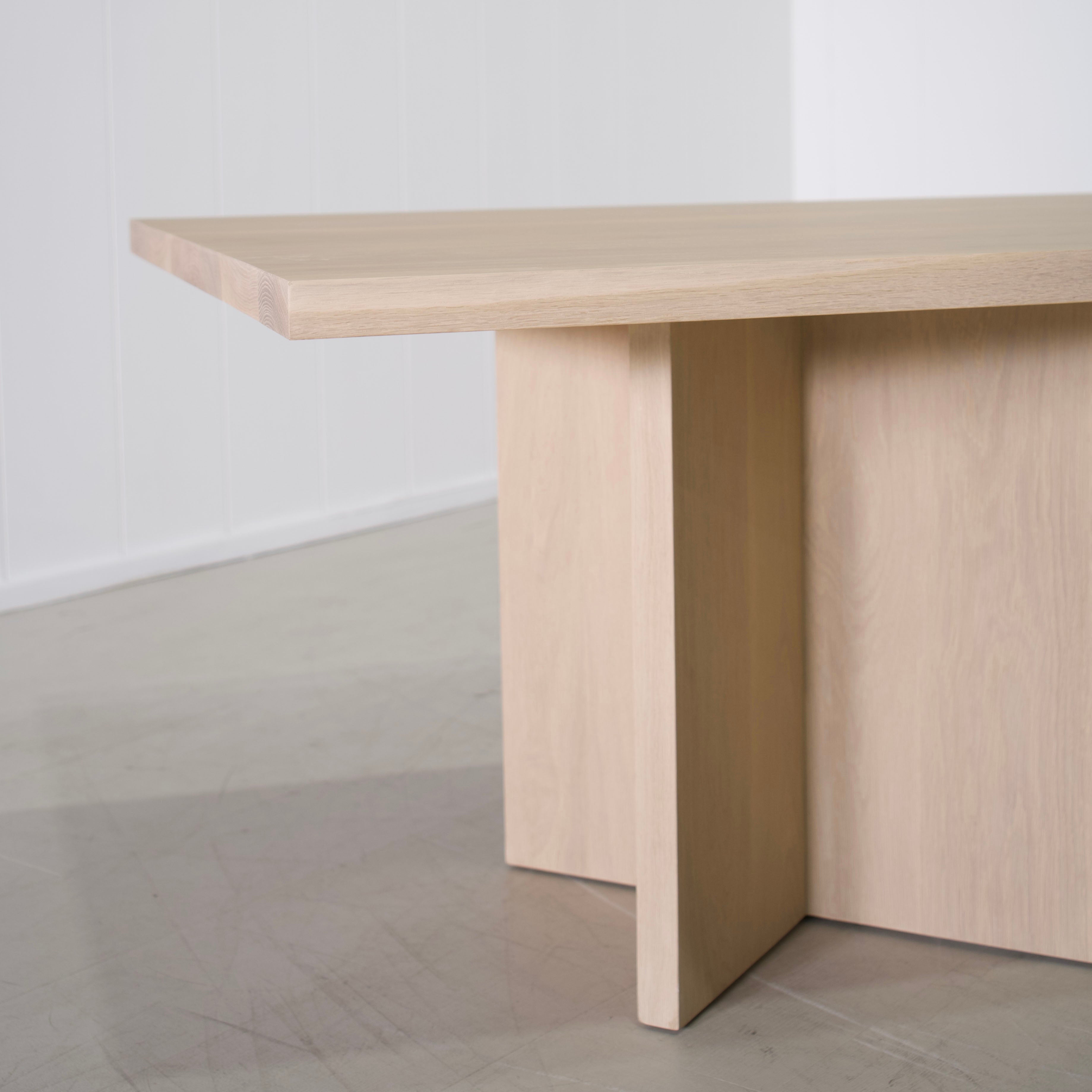 As Shown: in custom size, Mint White Natural finish.