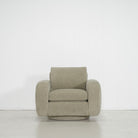 As Shown: in Bellamy Moss, upholstered base, swivel.