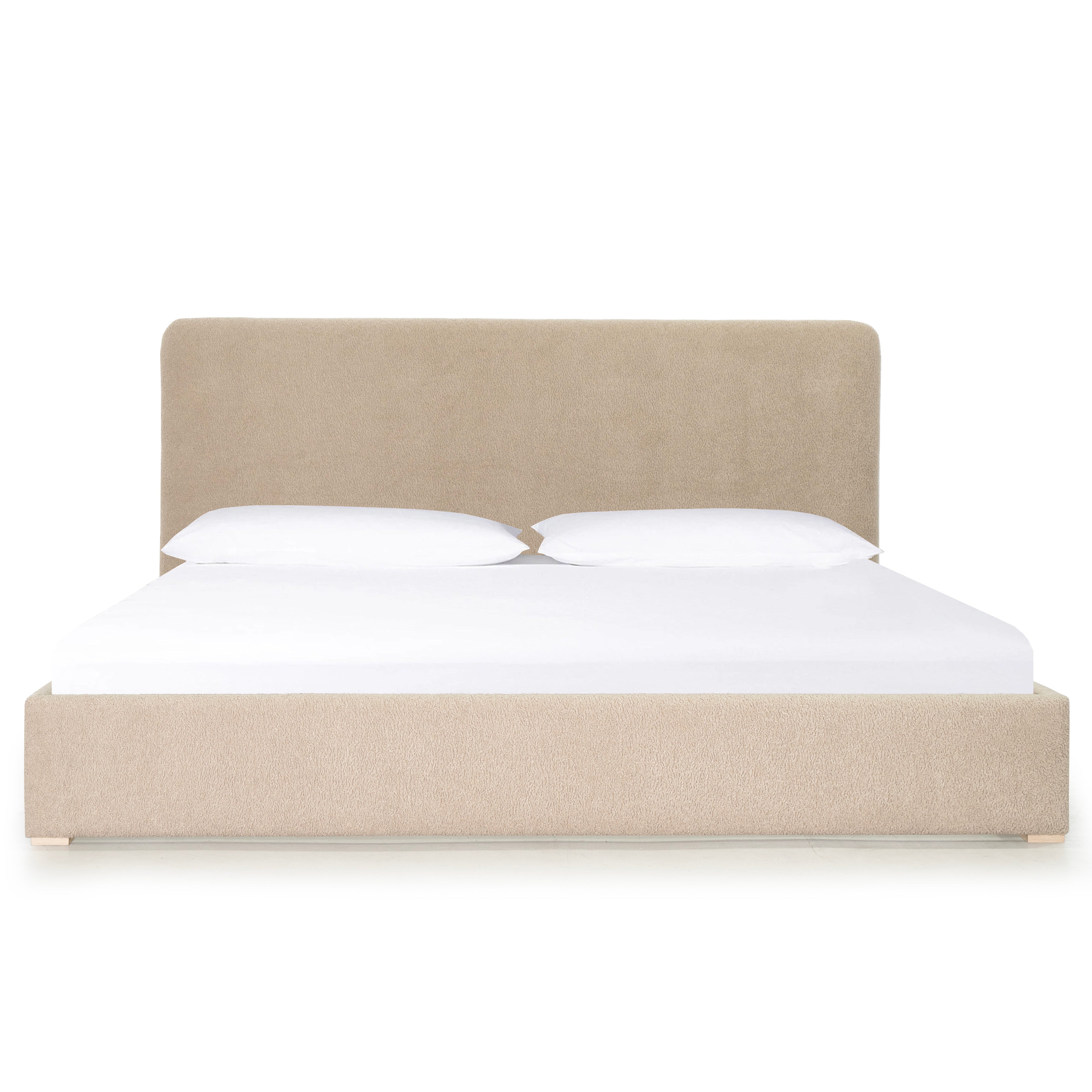 As Shown: in Sheepskin Toast, oak finished in Mint White Natural.