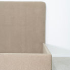 As Shown: in Sheepskin Toast, oak finished in Mint White Natural.