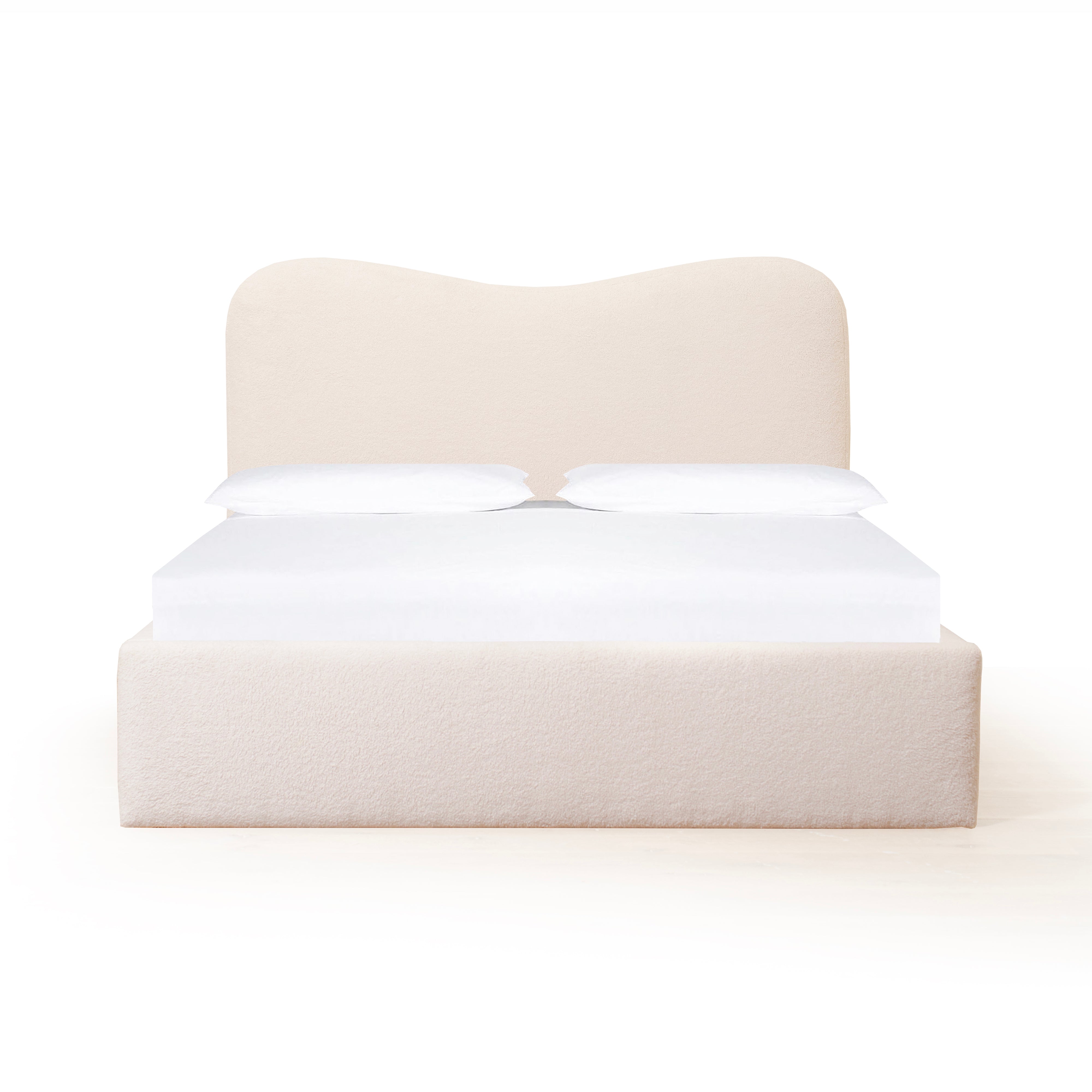 As Shown: Queen | Style: Upholstered | Fabric: Peak Ivory | Finish: N/A