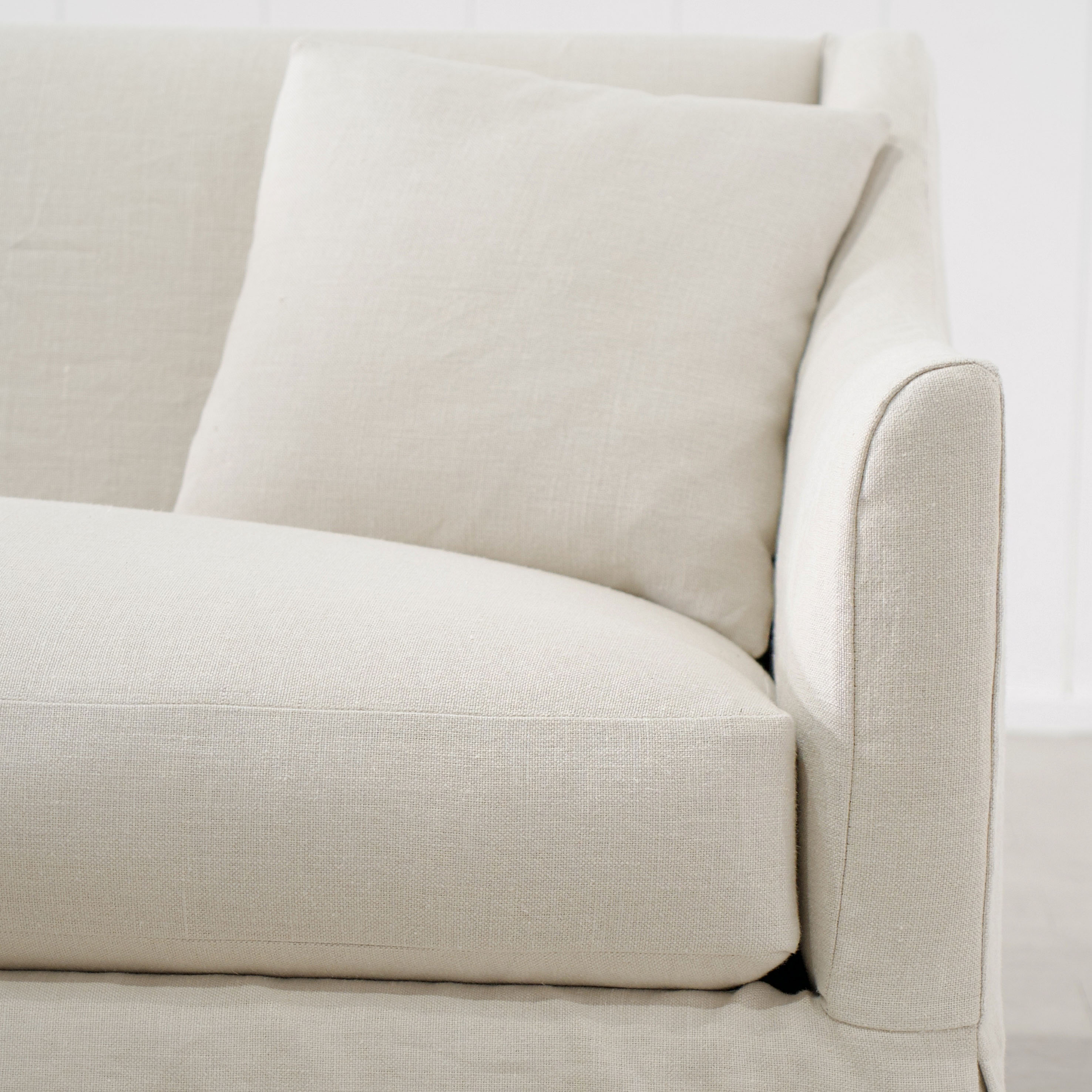 As Shown: Slipcovered in Fresno Sand with a 2 over 1 Cushion Configuration