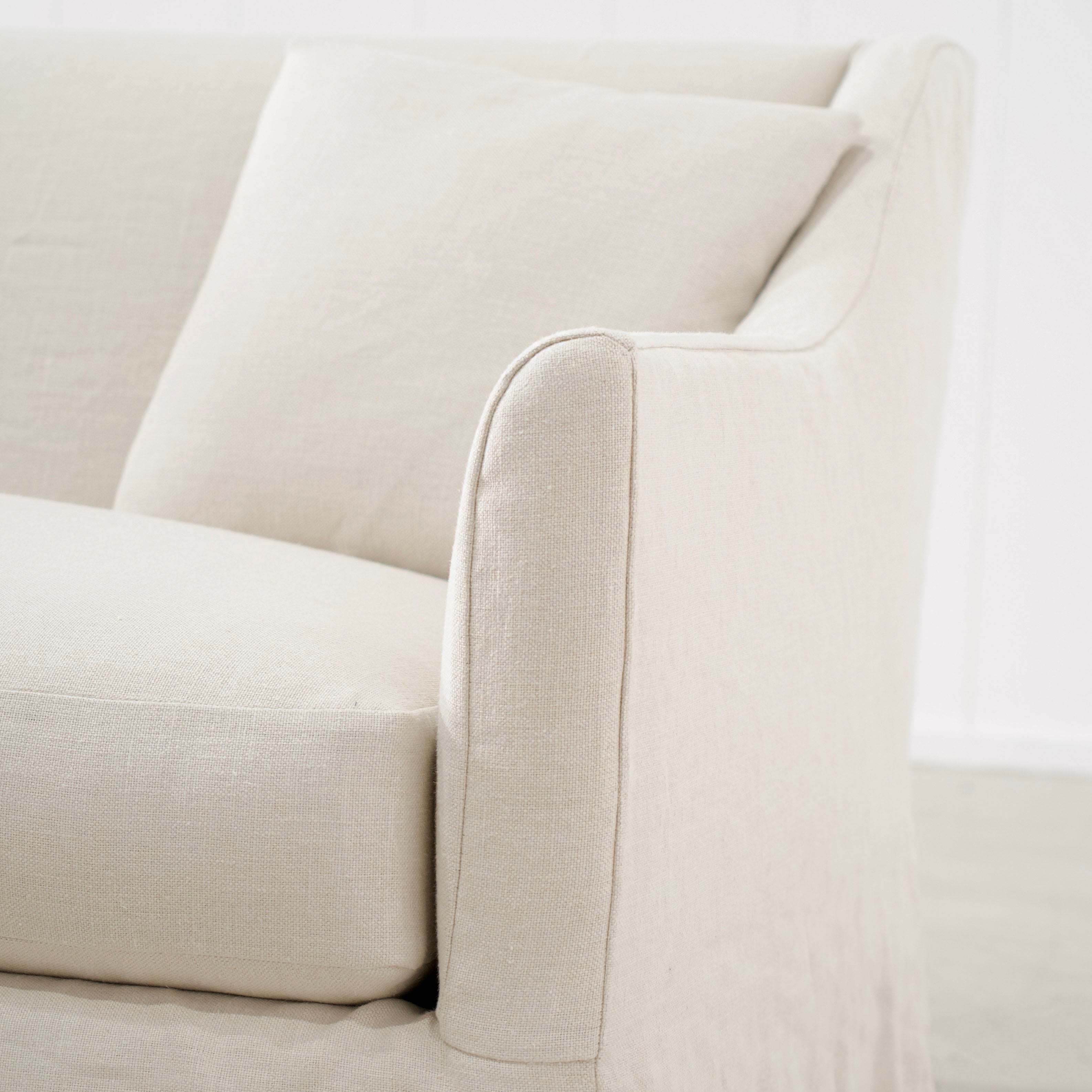 As Shown: Slipcovered in Fresno Sand with a 2 over 1 Cushion Configuration
