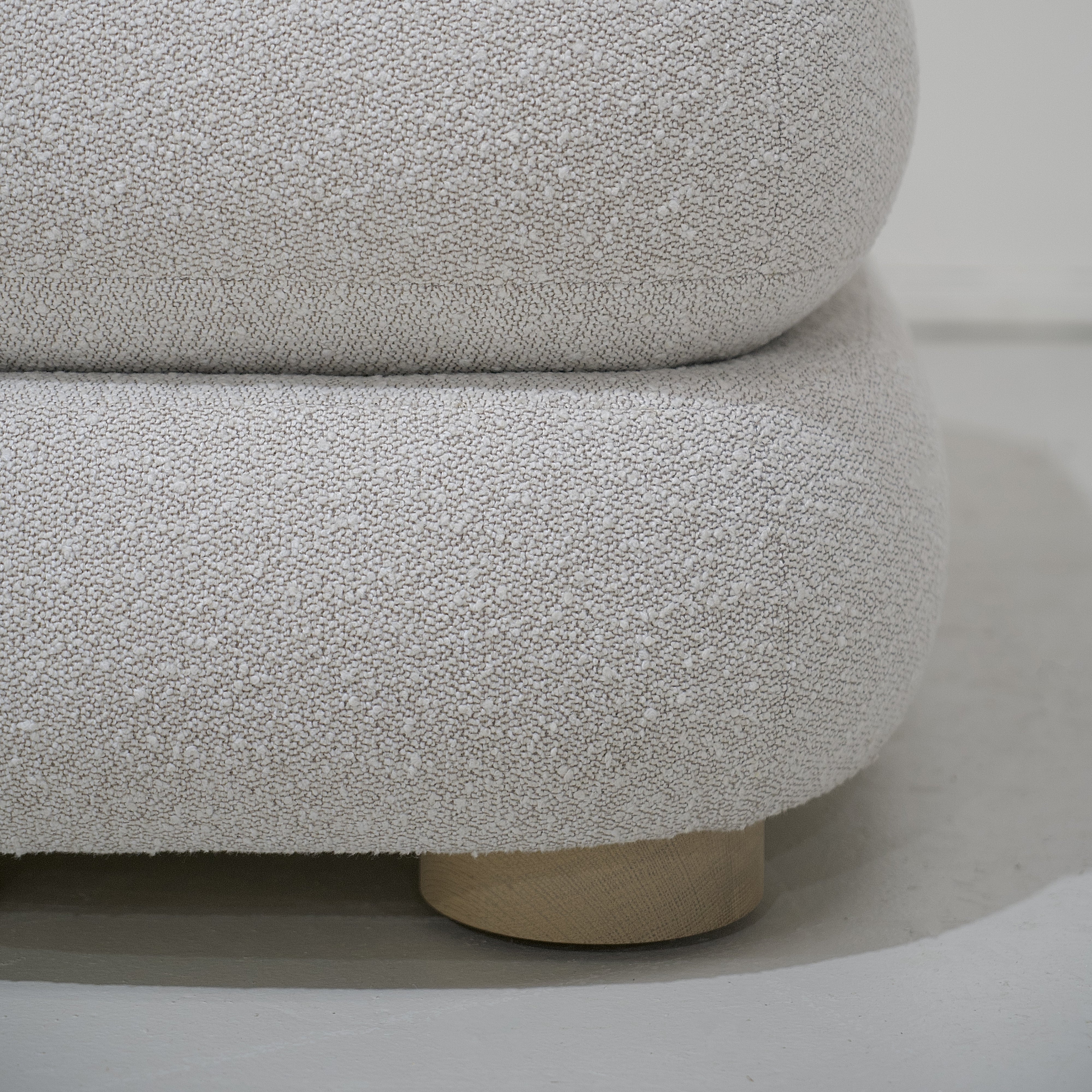 As Shown: 38"L x 20"D x 18"H | Style: Upholstered | Fabric: Marsh Oats | Finish: Natural