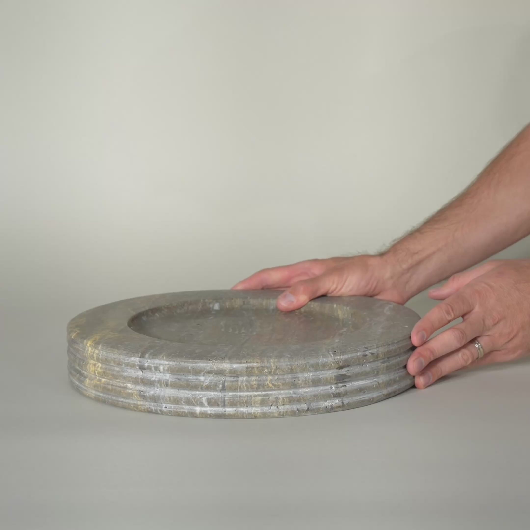 As Shown in Large, Silver Grey Travertine