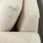 As Shown: Upholstered in Teddy Ivory, oak base finished in Mint White Natural
