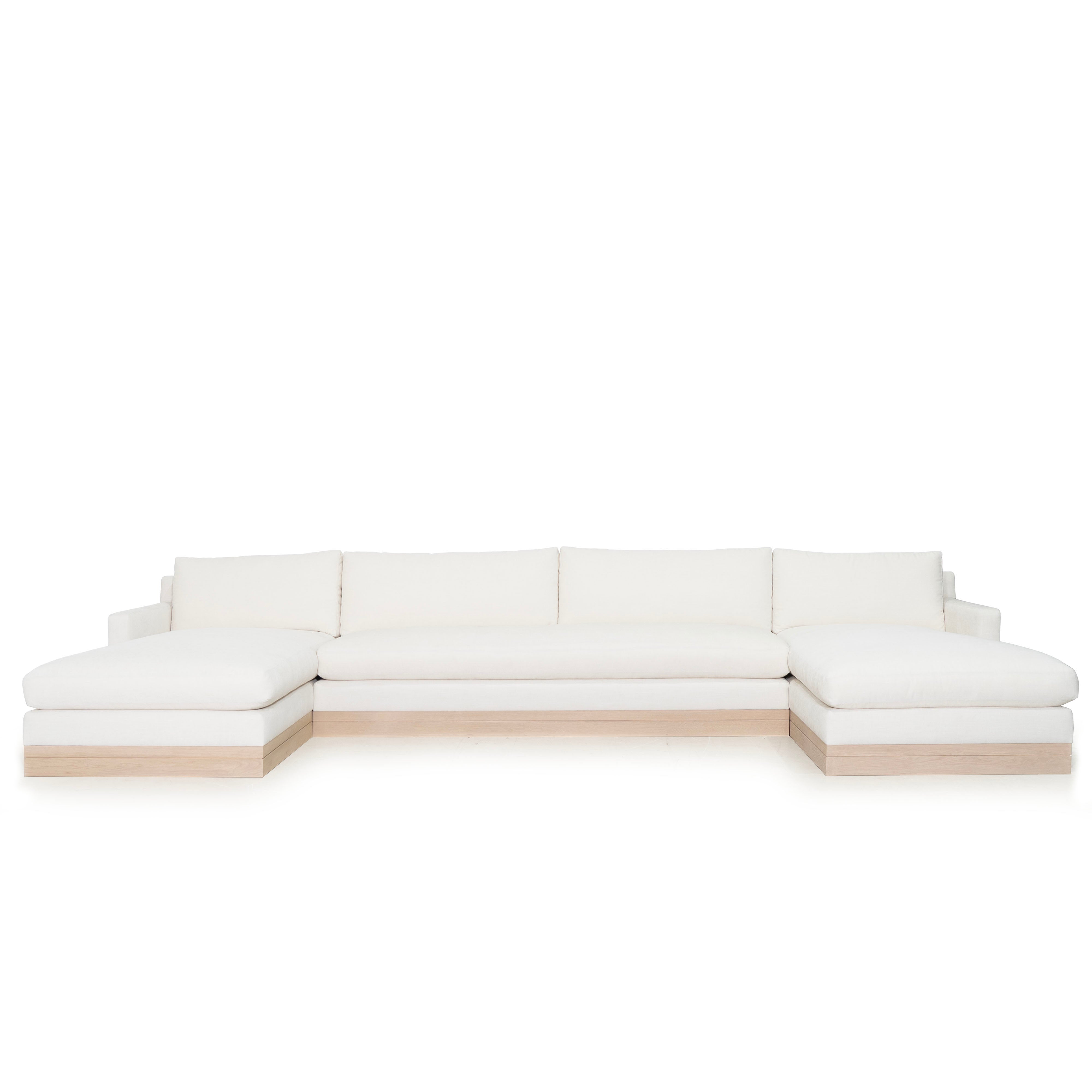 As Shown: in Sawyer Snow, oak base finished in Mint White Natural.