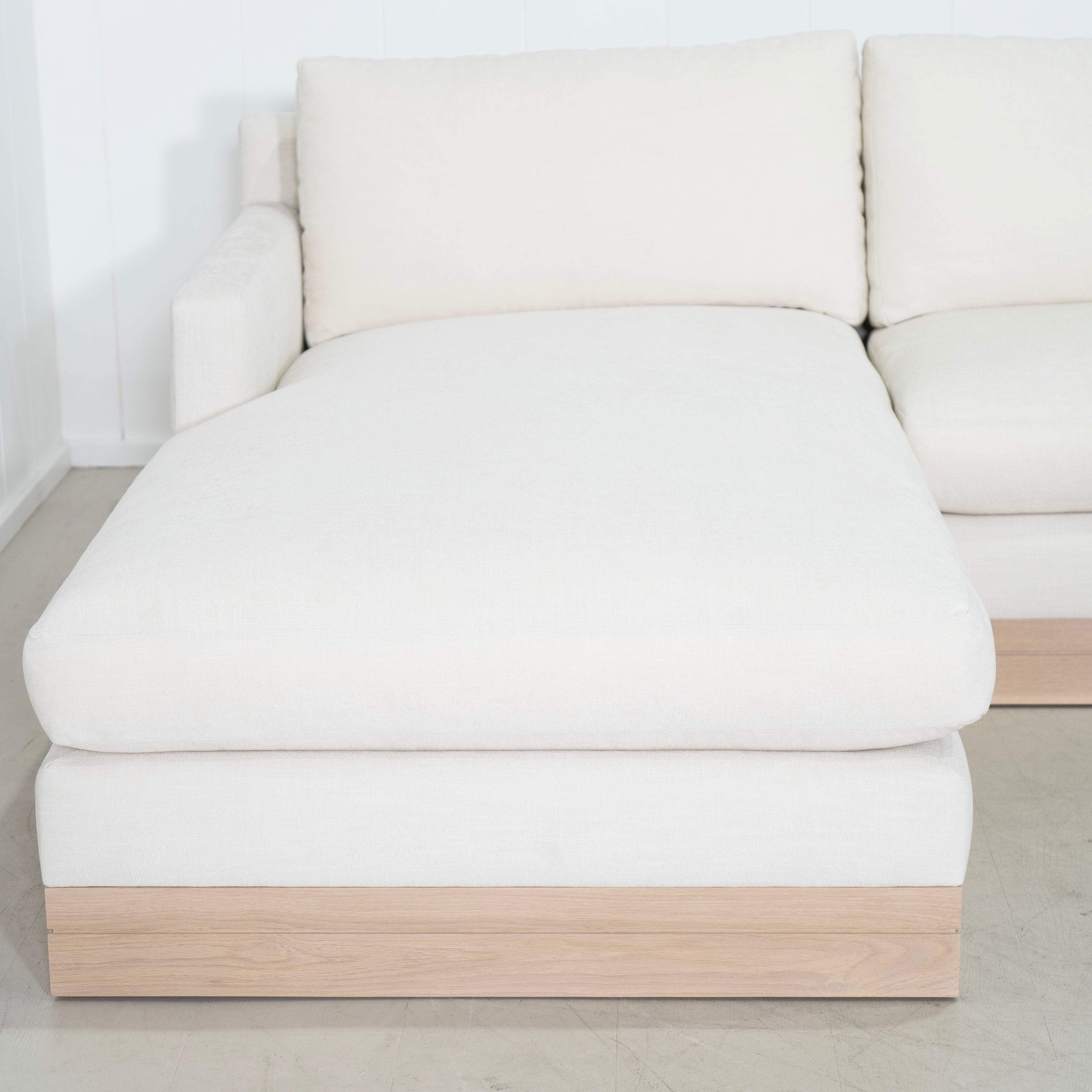 As Shown: in Sawyer Snow, oak base finished in Mint White Natural.