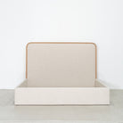 As Shown: in Belgian Oatmeal, oak finished in Mint White Natural.