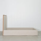 As Shown: in Belgian Oatmeal, oak finished in Mint White Natural.