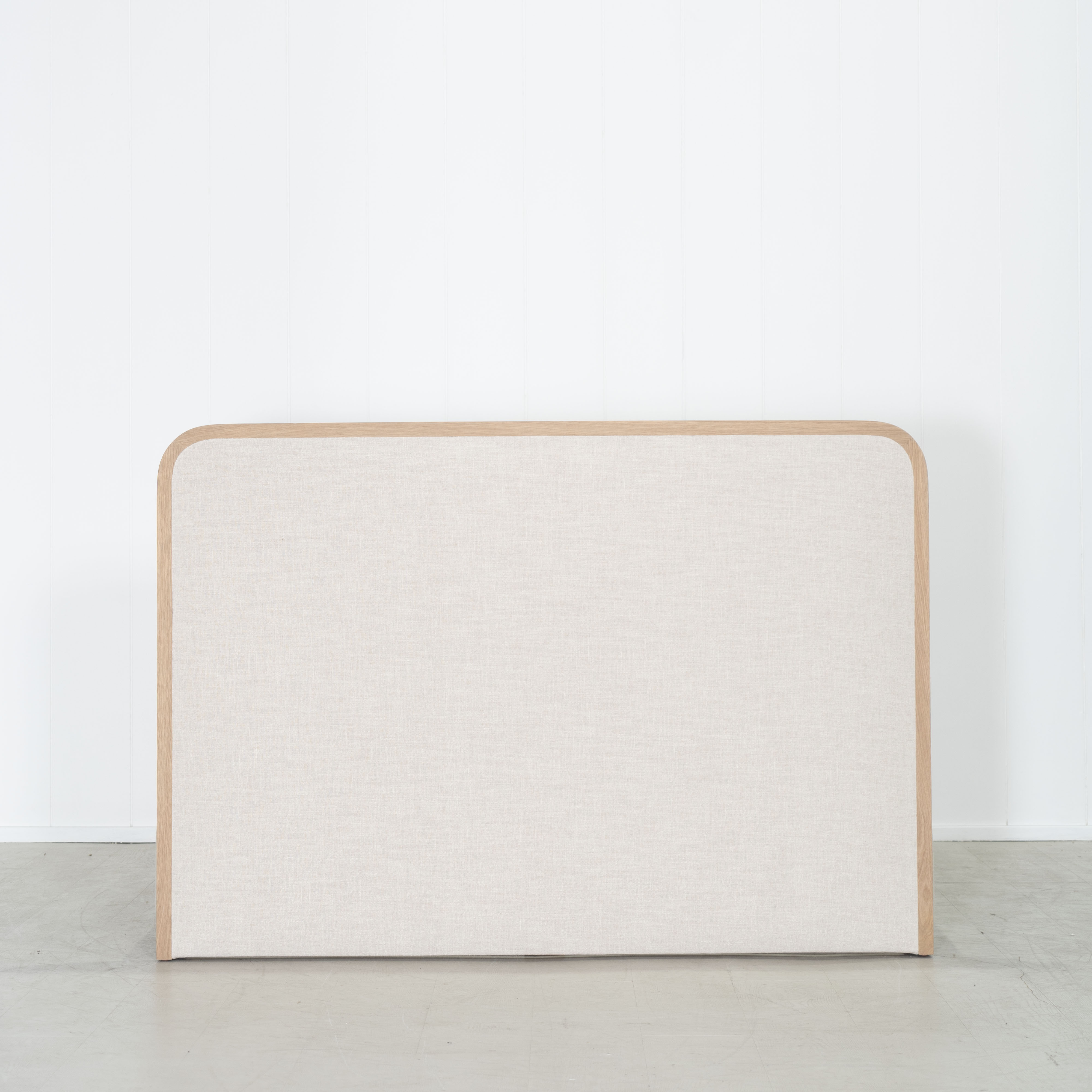 As Shown: in Belgian Oatmeal, oak finished in Mint White Natural.