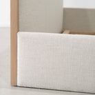 As Shown: in Belgian Oatmeal, oak finished in Mint White Natural.