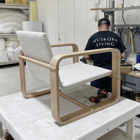 As Shown: in Dusty Beige Shearling, Nora snow frame and Mint White Natural oak.