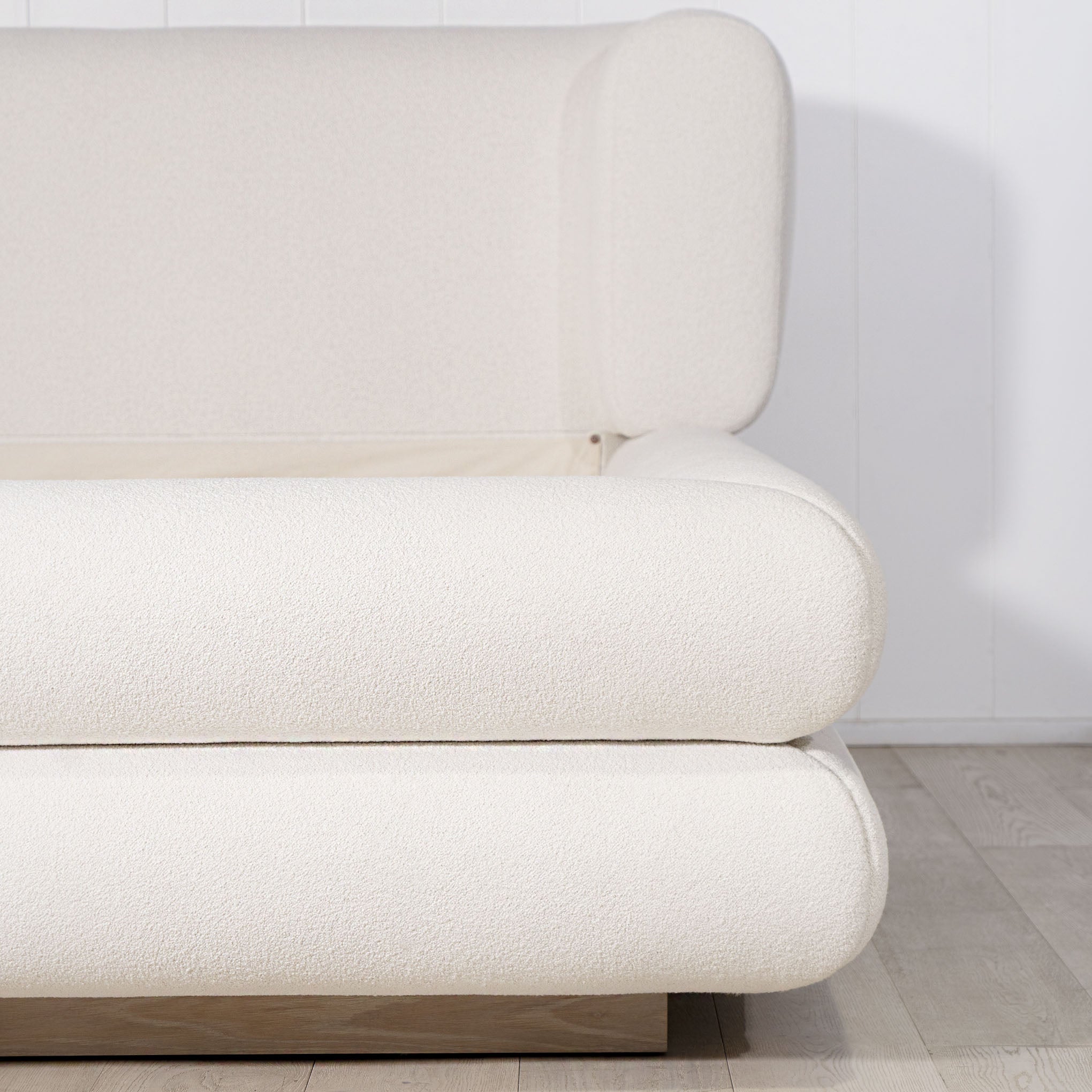As Shown: King.  in Rome Ivory. Oak finished in Mint White Natural.