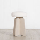 As Shown: in Mila Sugar, Mint White Natural oak finish.