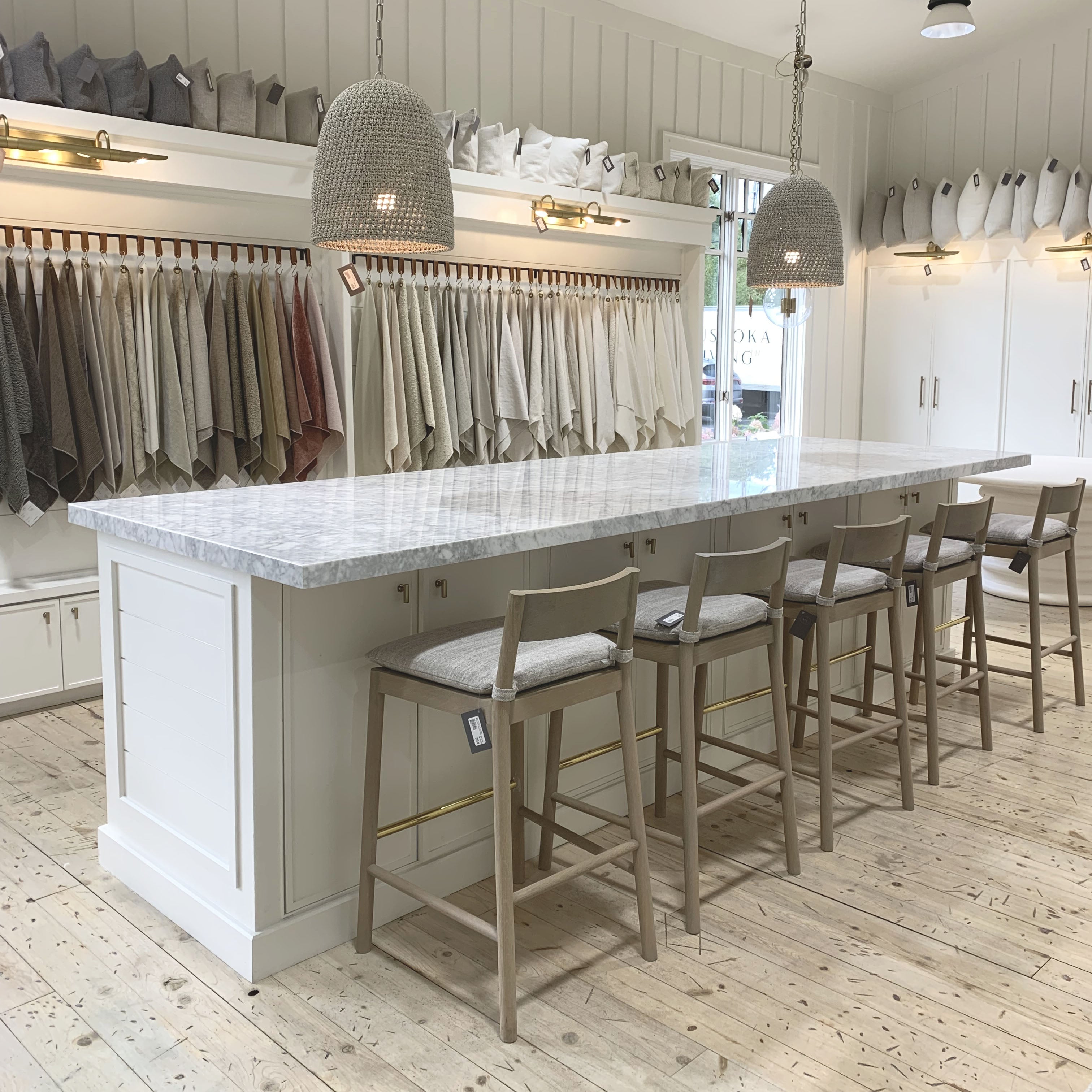 As Shown: in Mint White Natural with COM fabric cushion.