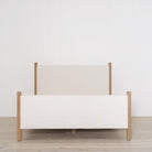 Muskoka Living Collection - Will Rogers Bed - shown in sheepskin white and natural finished oak - made to order at our LA workshop.