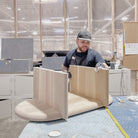 As Shown: Oak finished in Beach White (Discontinued Finish).