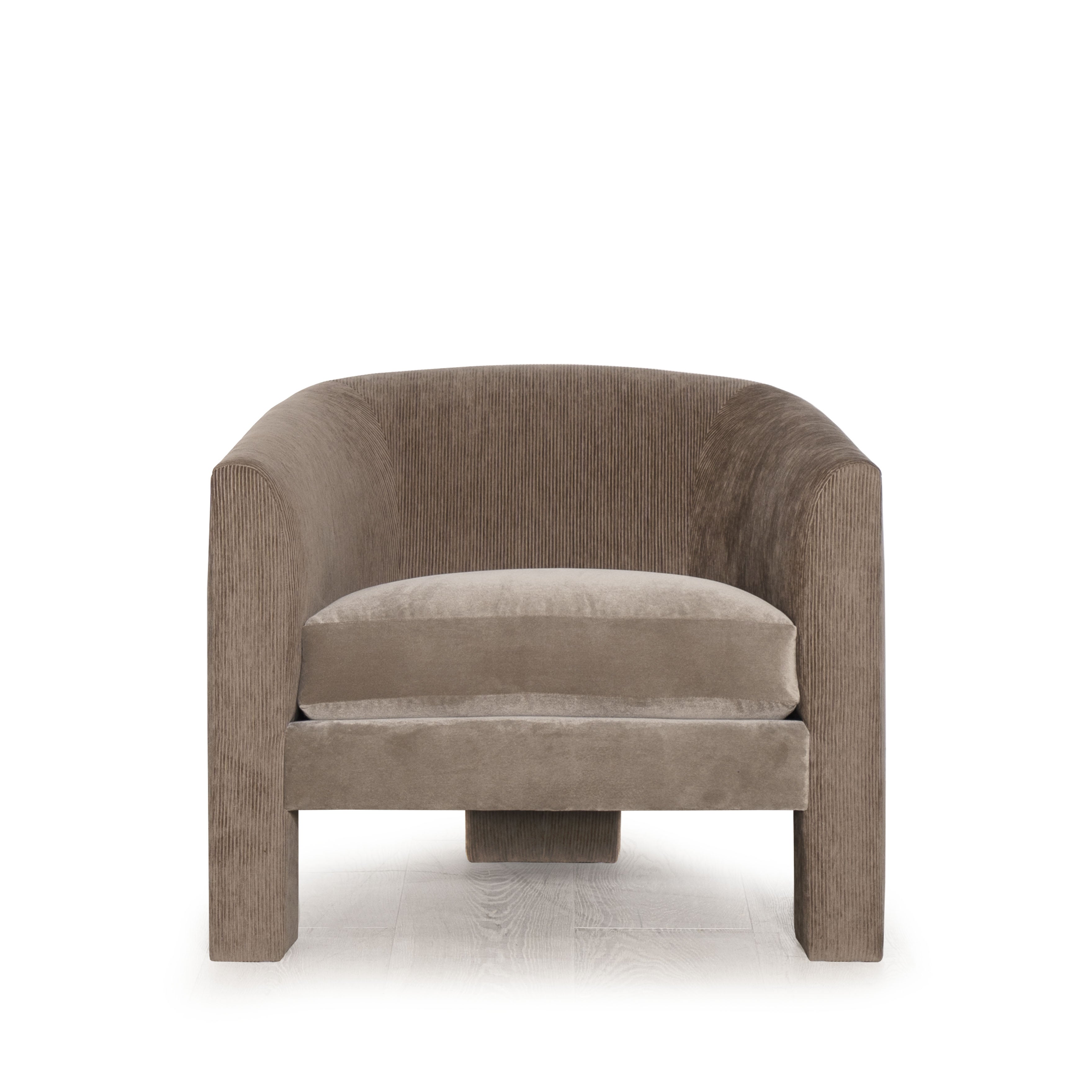 As Shown: in Mila Driftwood and Sky Taupe.Seat height : 19.5"Seat depth : 24"