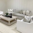 As Shown: Slipcovered in COM with a 3 over 1 Cushion Configuration
