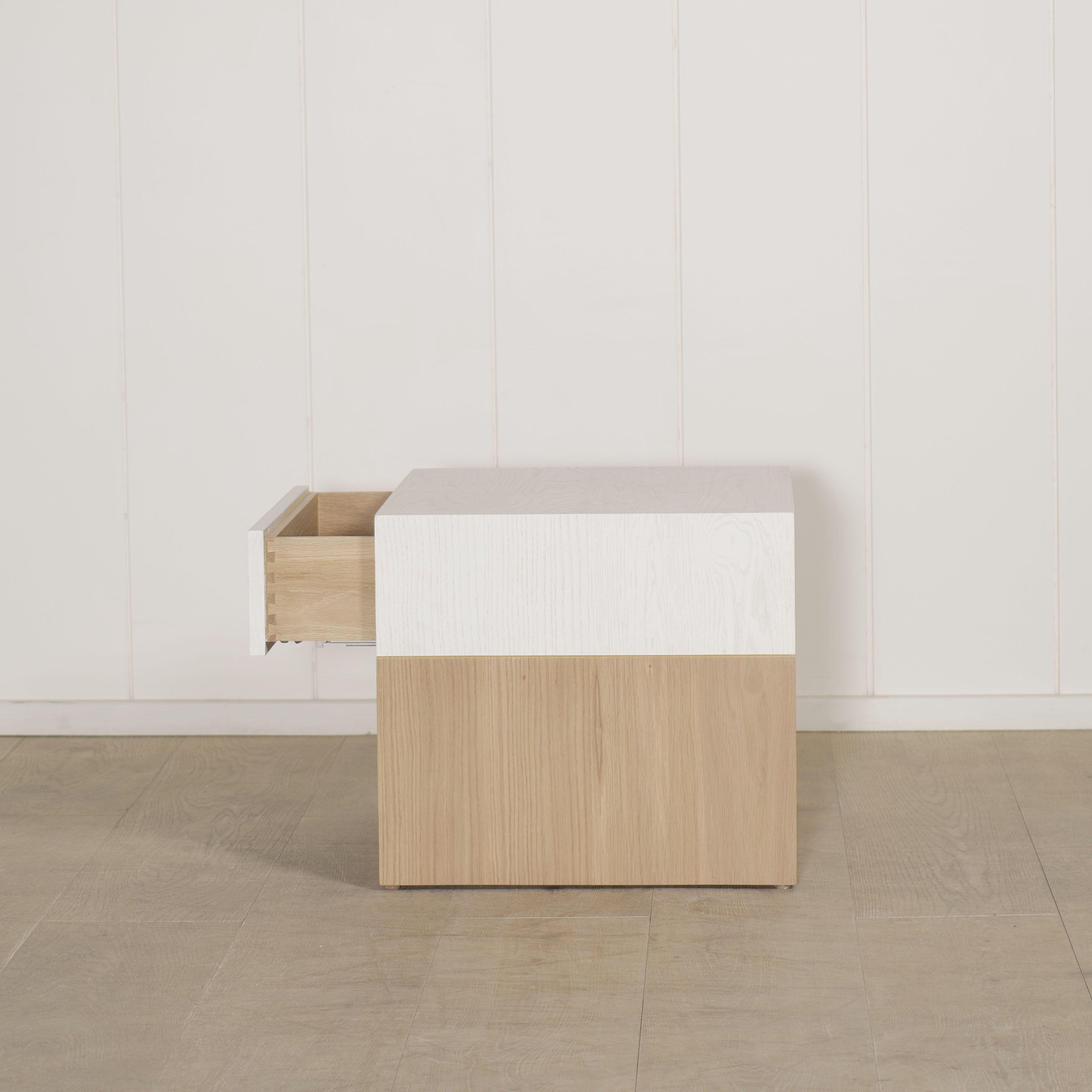 As Shown: finished in Mint White Natural with white top finish.