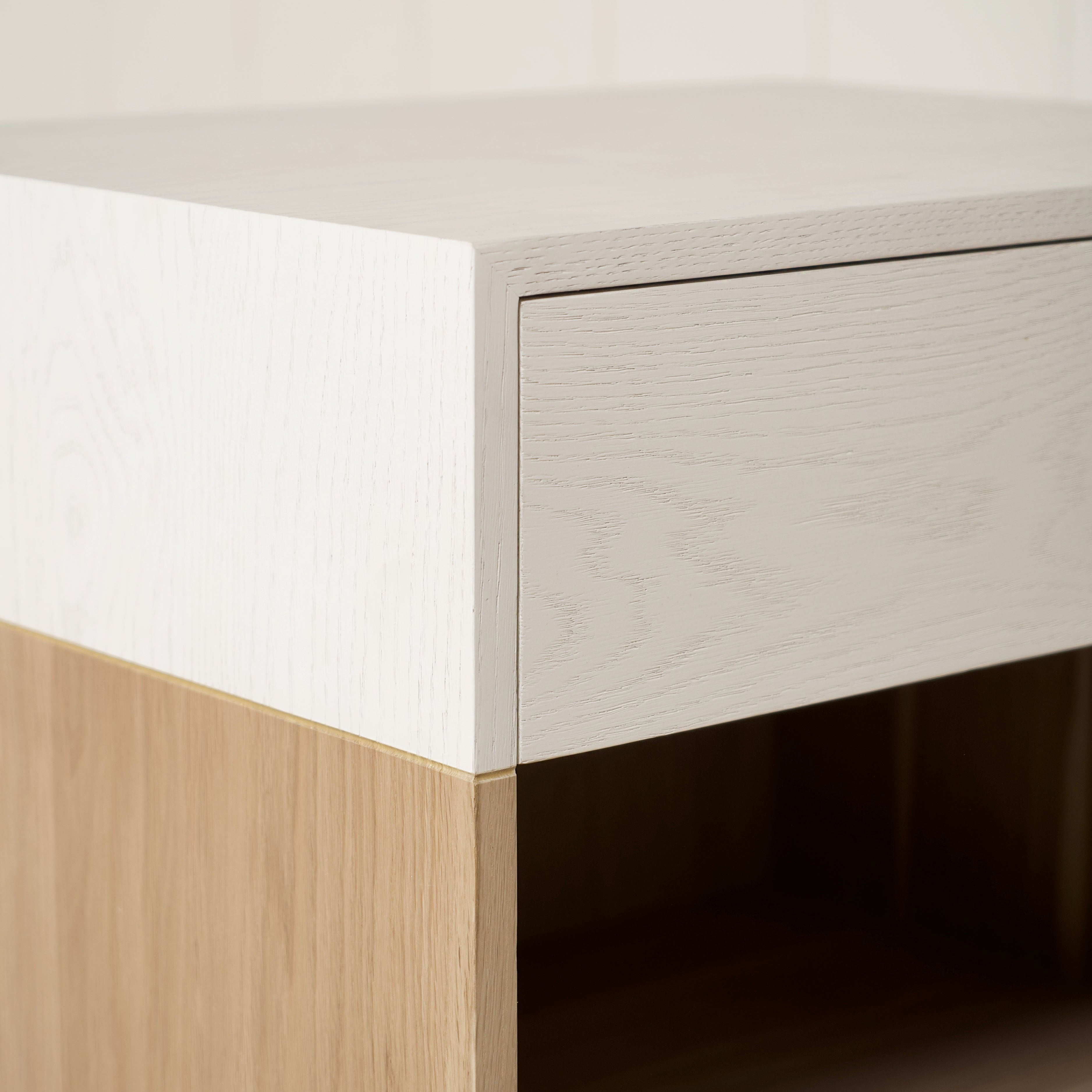 As Shown: finished in Mint White Natural with white top finish.